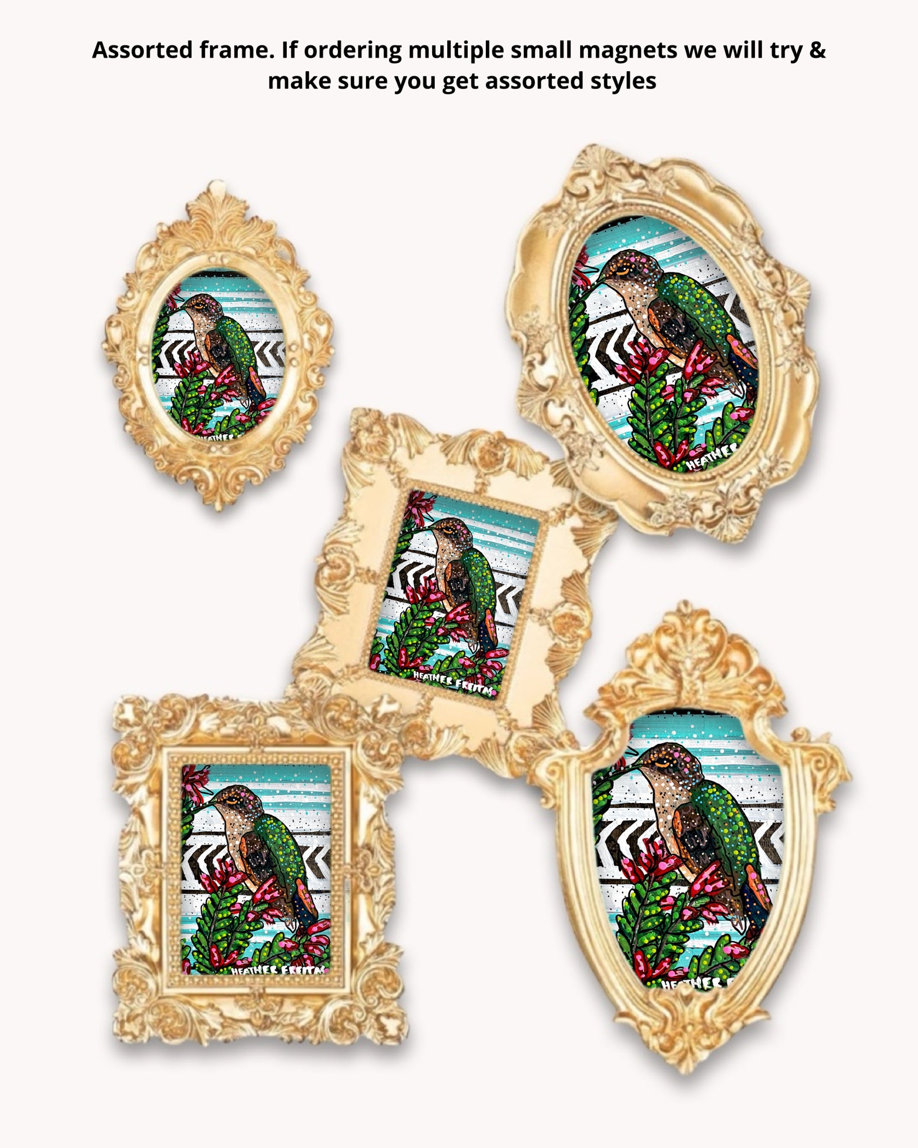 Ocotillo Hummingbird Framed Magnet ( Small )