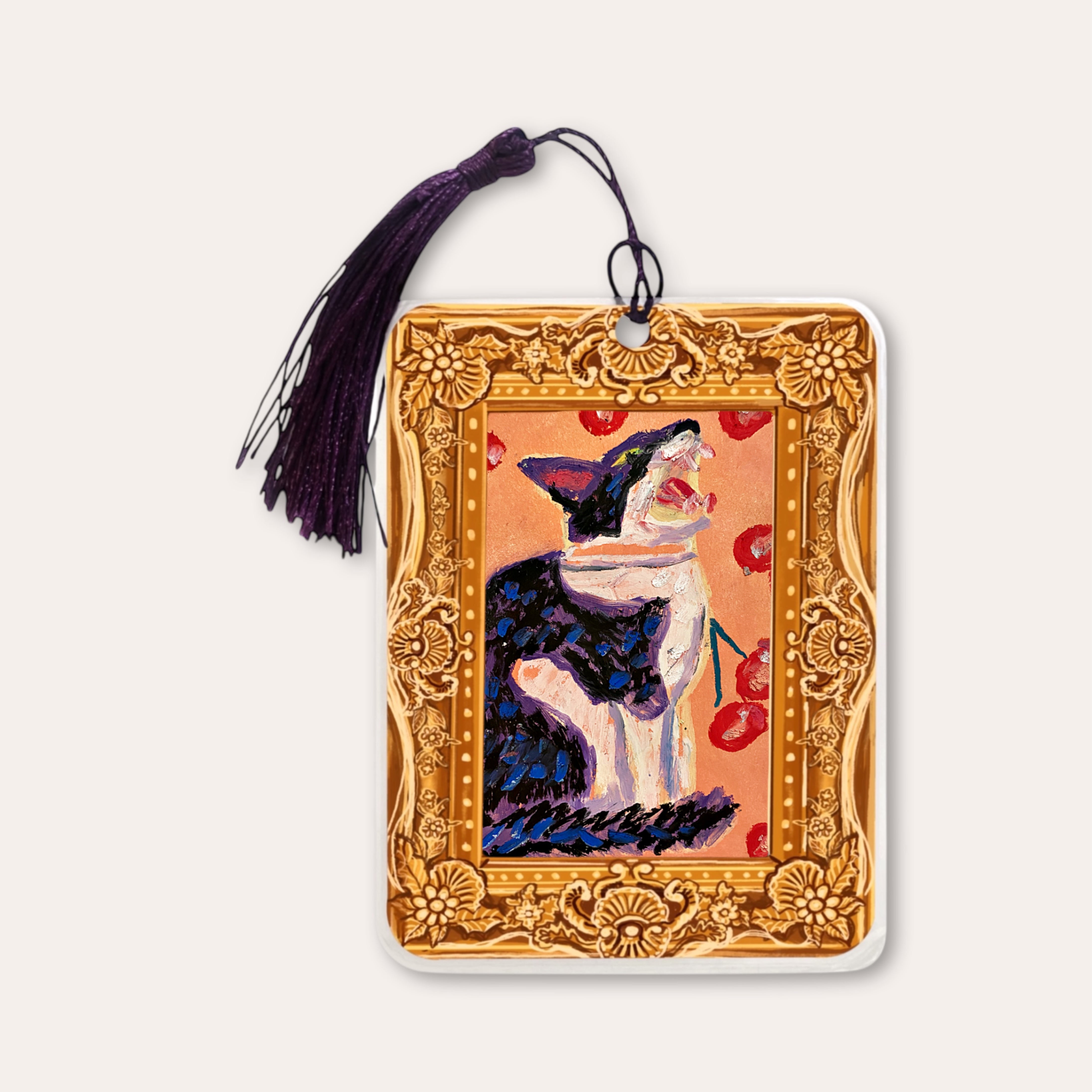 Cherry Cat Fine Art Painting Bookmark