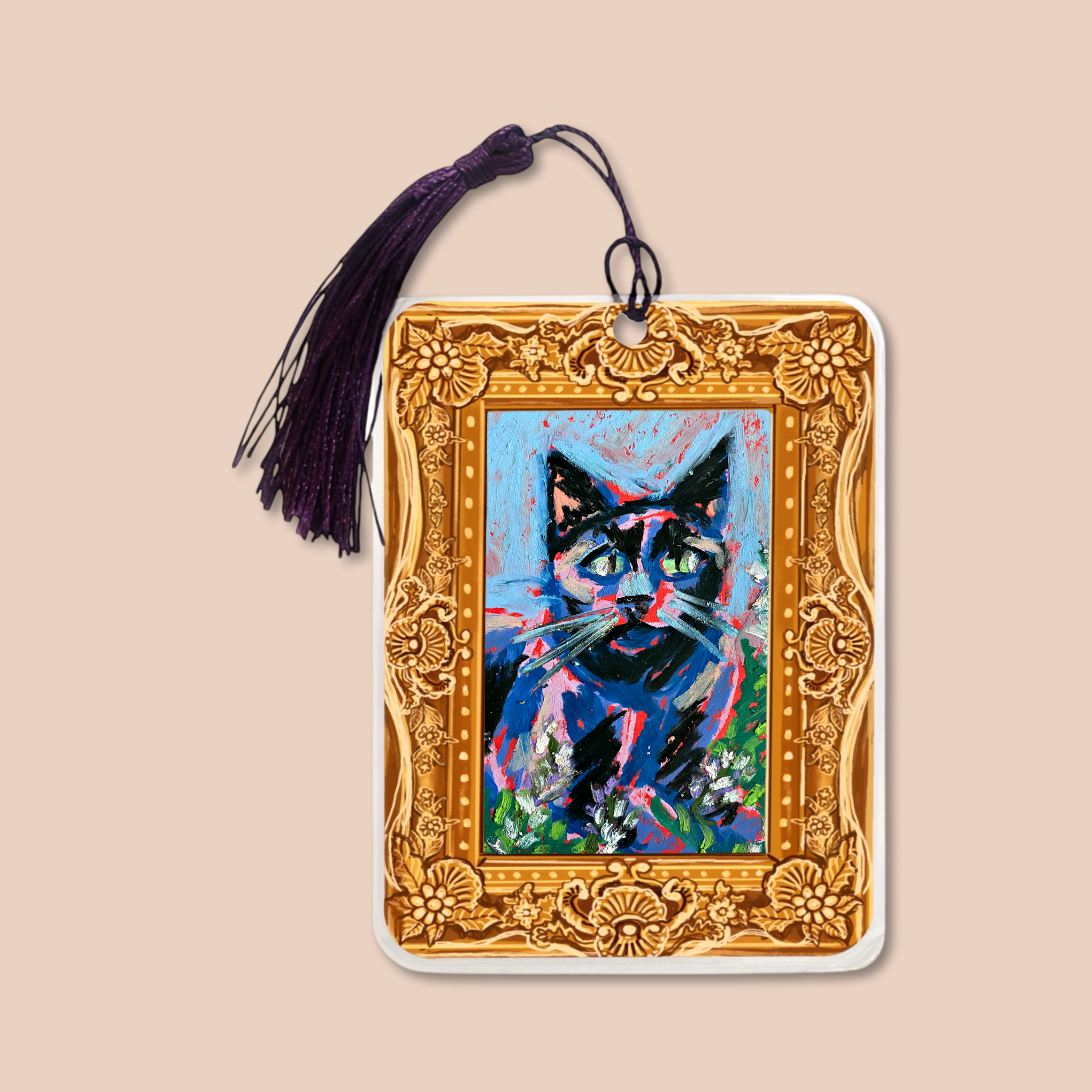 Lilac Cat Fine Art Painting Bookmark