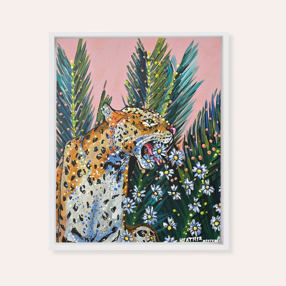 Jaguar Dasiy Framed Fine Art Canvas Print