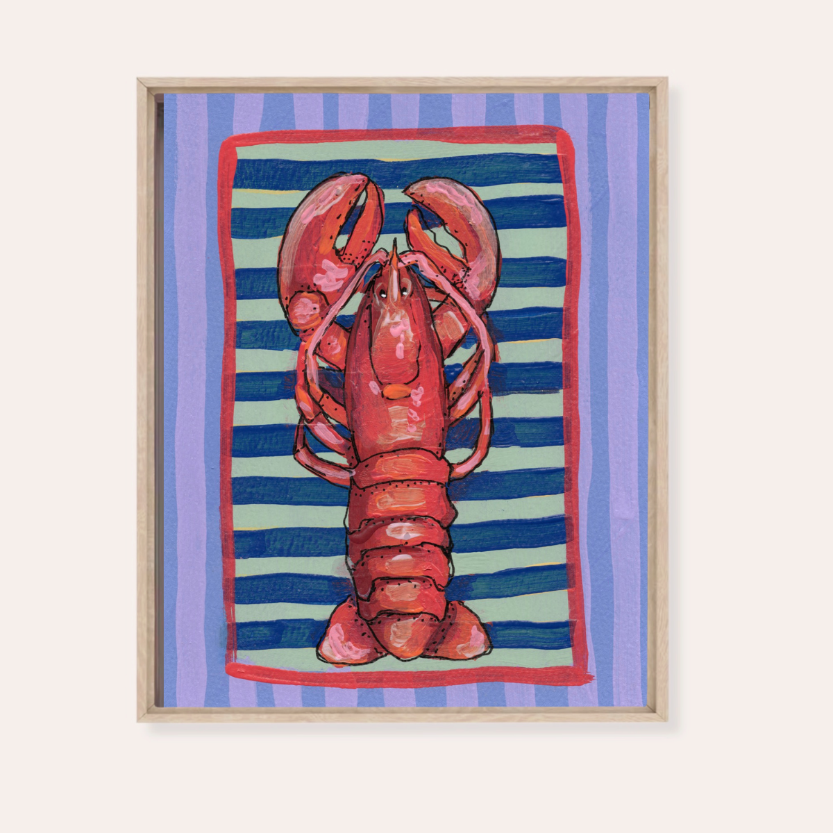 Red Lobster Framed Fine Art Canvas Print