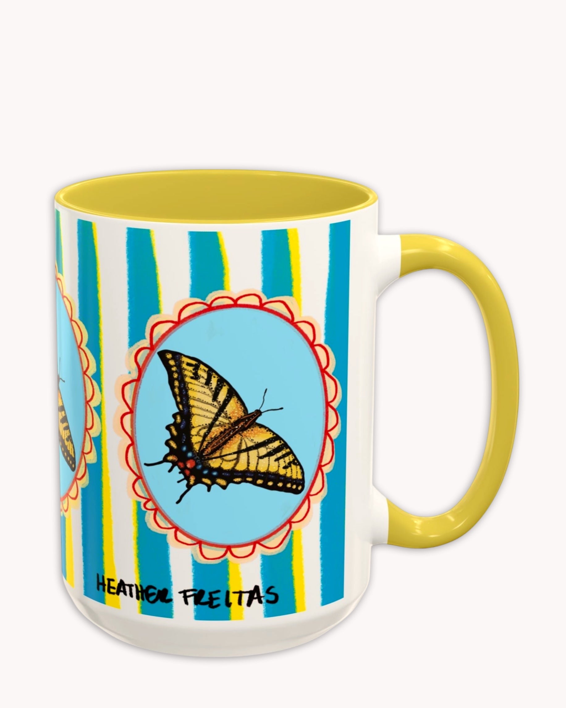 Yellow Butterfly Coffee Mug 15oz