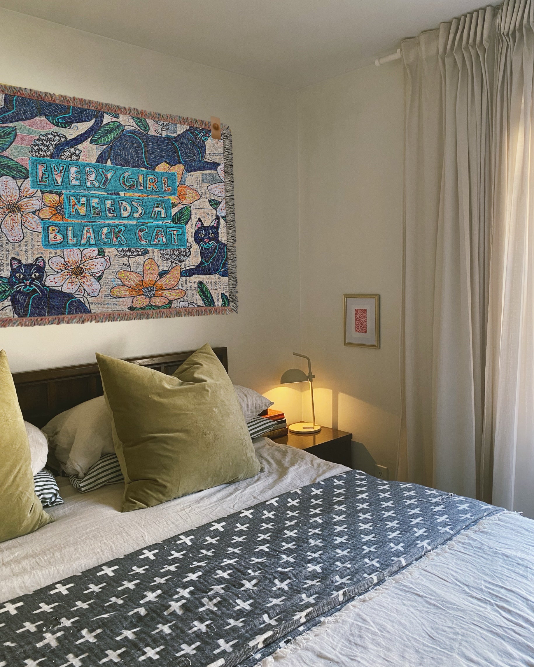 Every Girl Needs A Black Cat Woven Blanket Tapestry