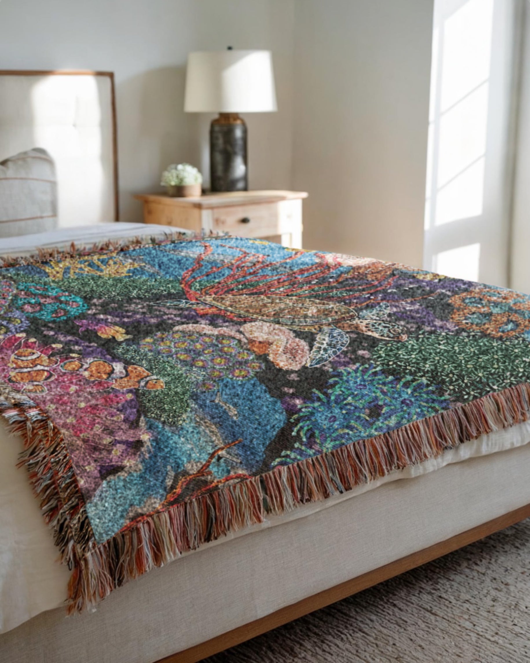 Turtle Reef Tides Woven Blanket Tapestry