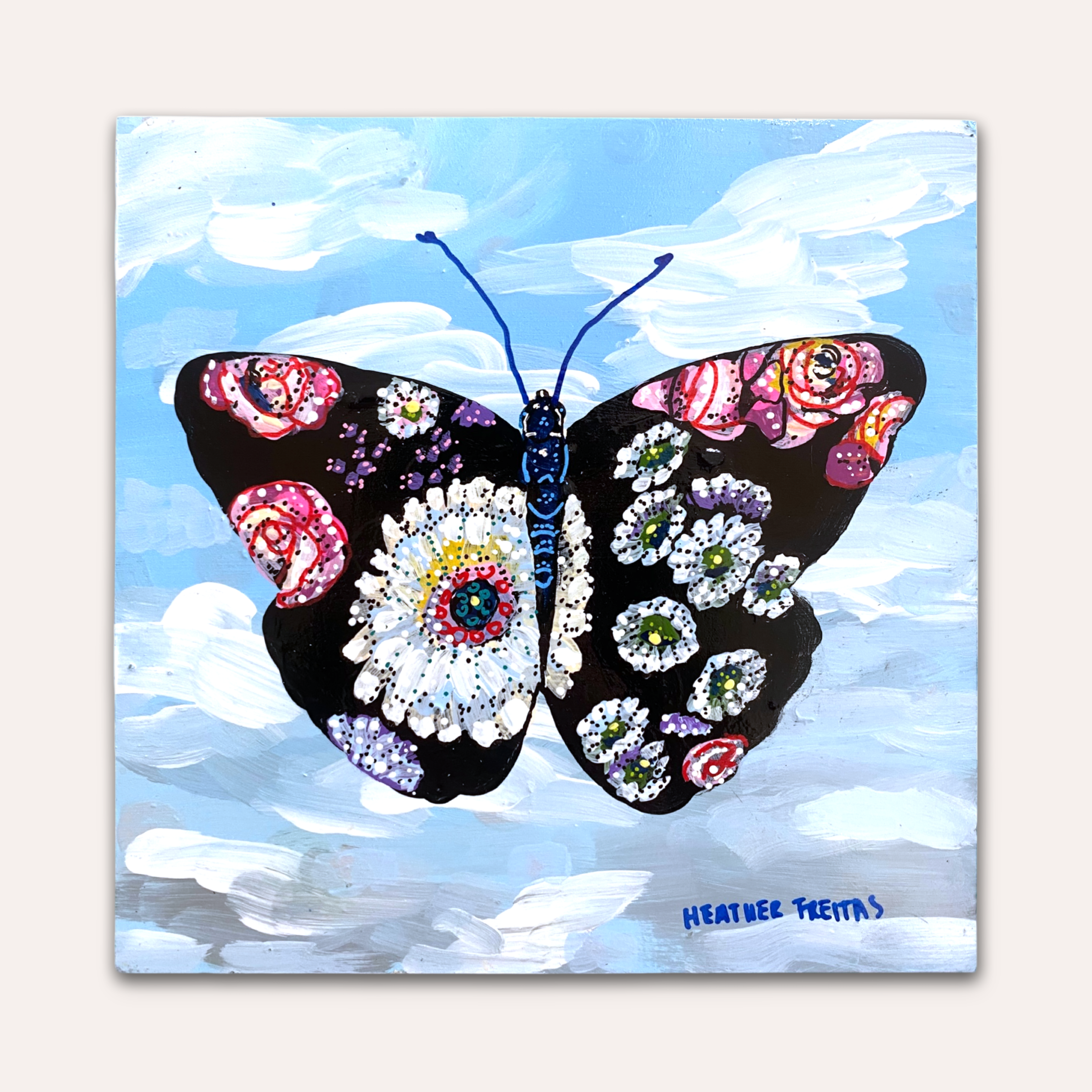 Field Of Flowers Butterfly ( Original Painting )