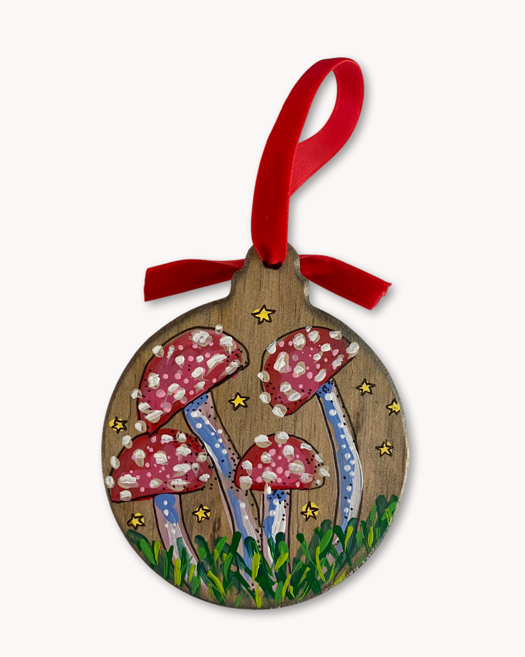 Mushrooms & Stars 2 Hand Painted Ornament