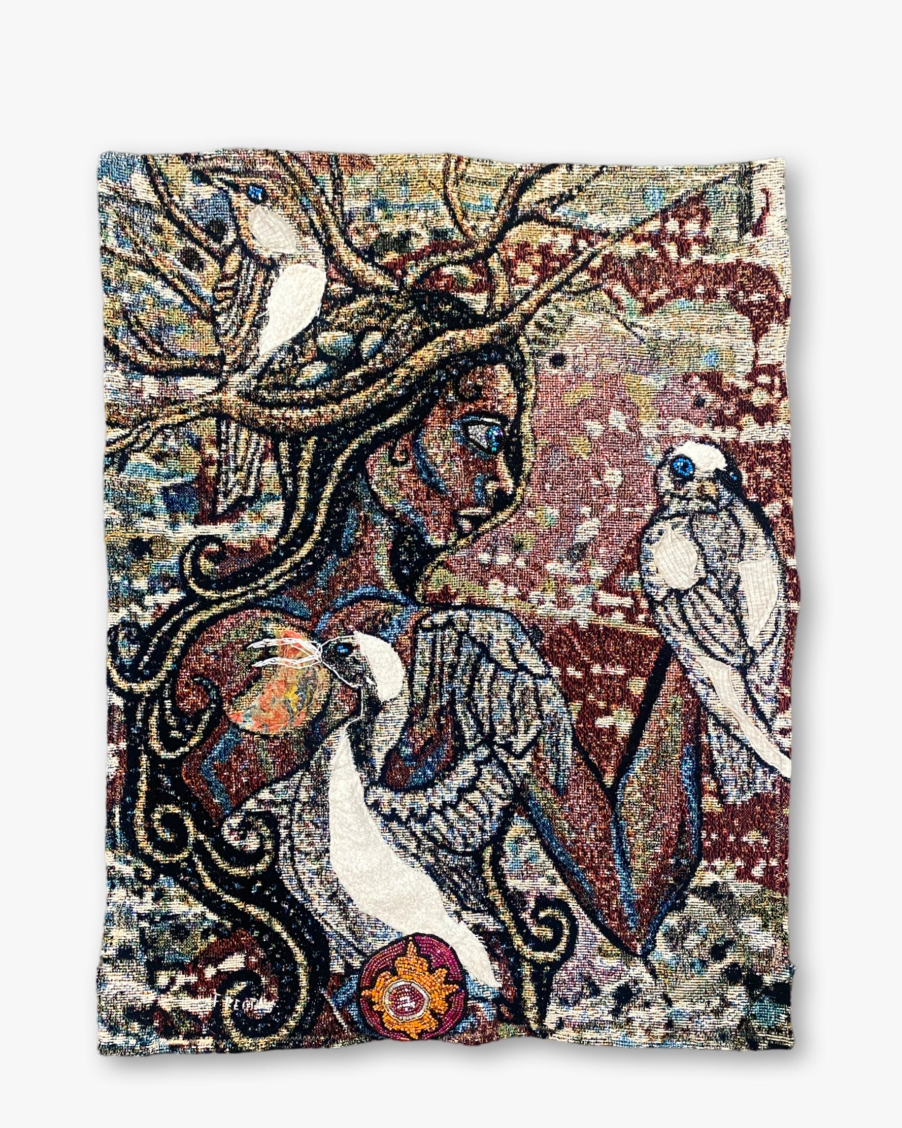 Root Chakra ( Fine Art Tapestry With Beaded Accents )
