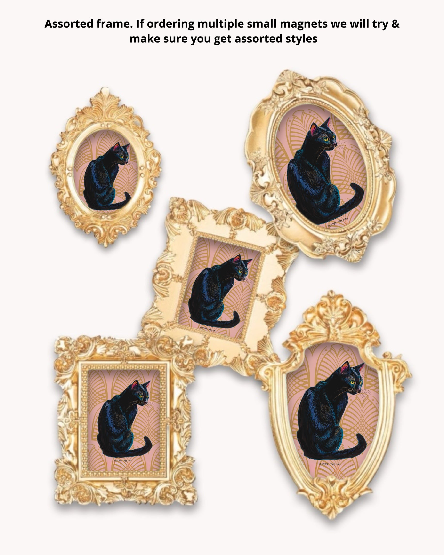 Black Cat Framed Magnet ( Small )