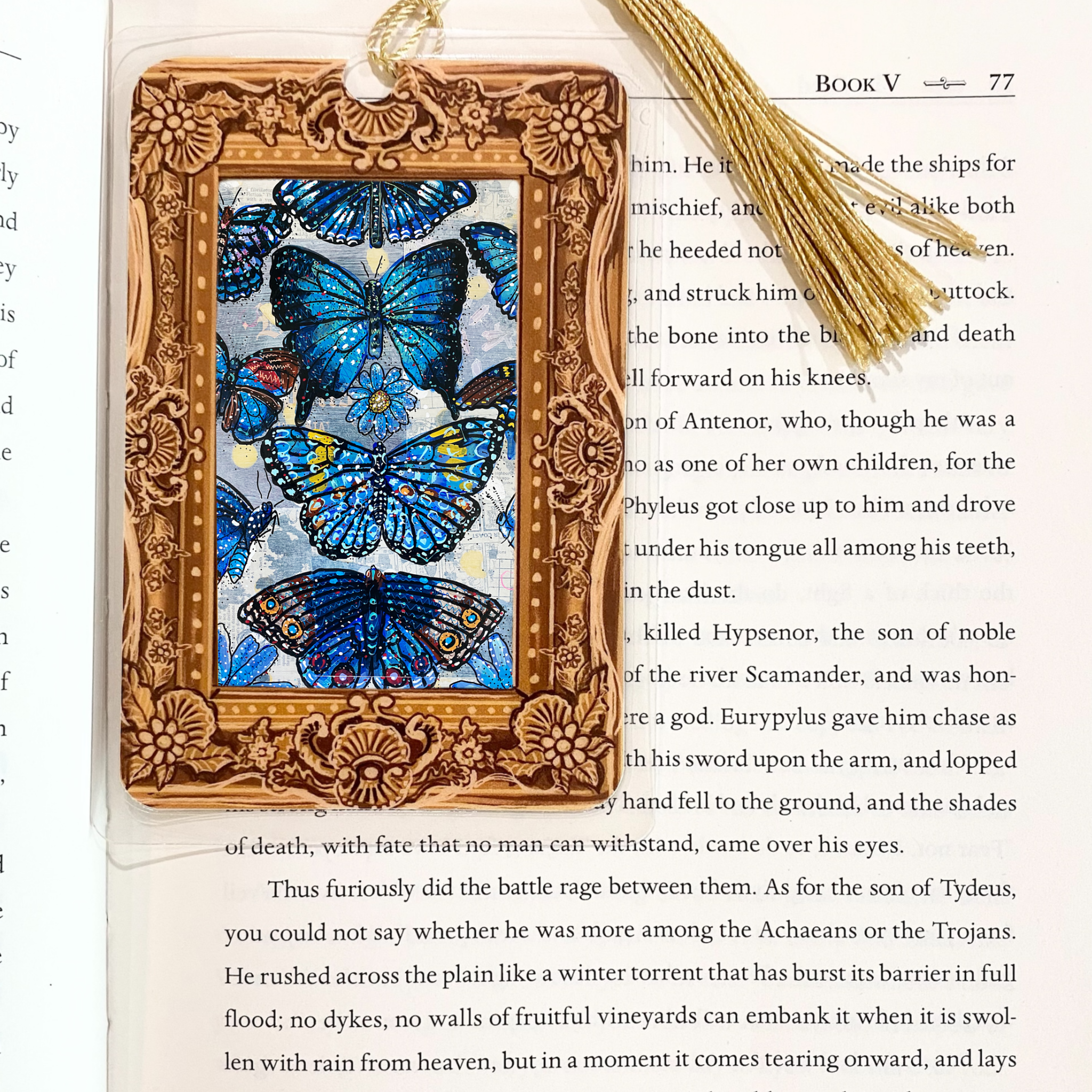 Blue Butterflies Fine Art Painting Bookmark