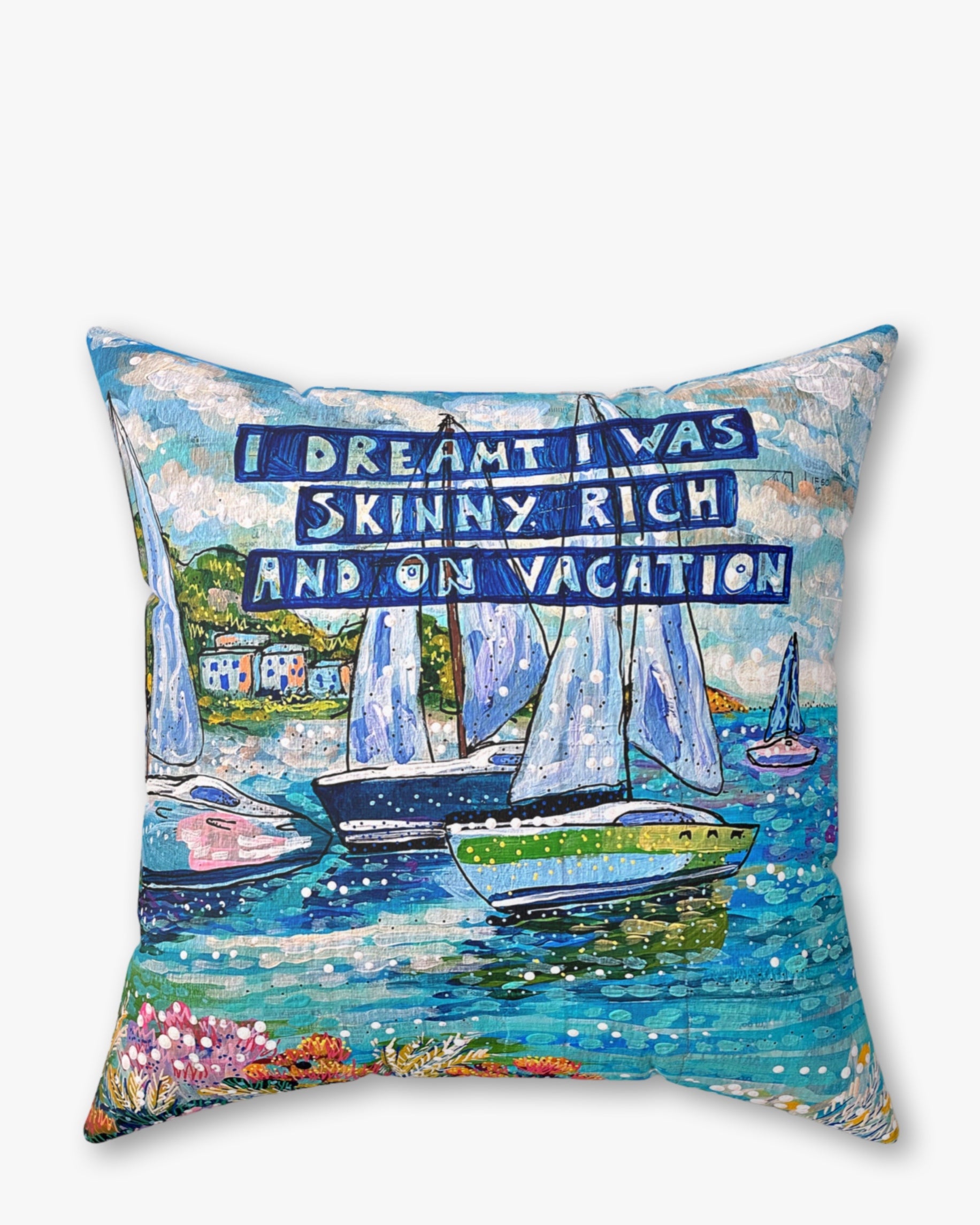 Skinny, Rich & On Vacation Faux Suede Pillow