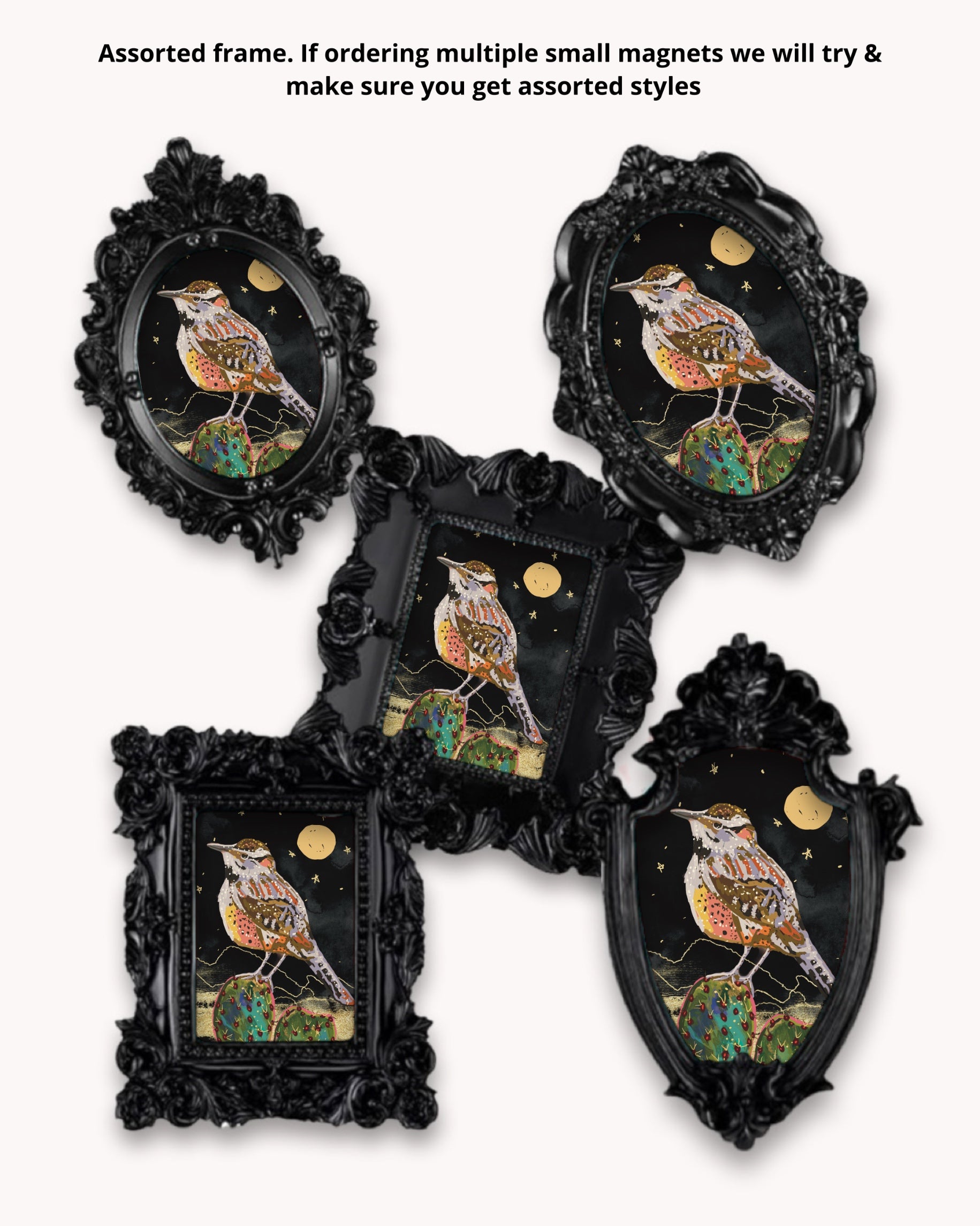 Cactus Wren Citrus Framed Magnet ( Small )