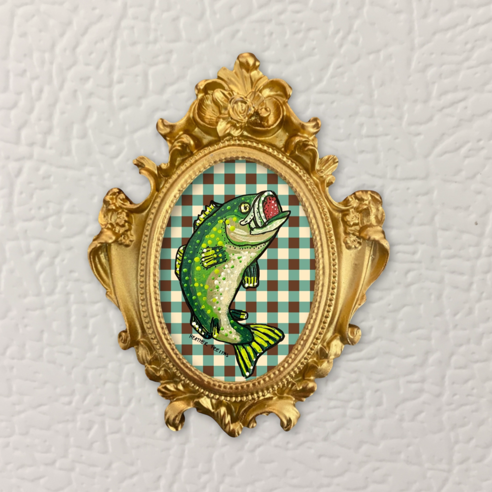 Bass Fish Framed Small Magnet