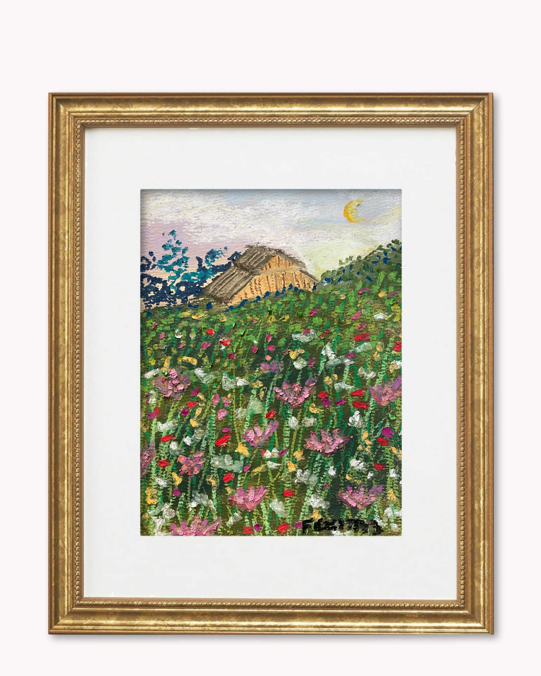 A Walk in the Woods ( Framed Original Oil Pastel Art )