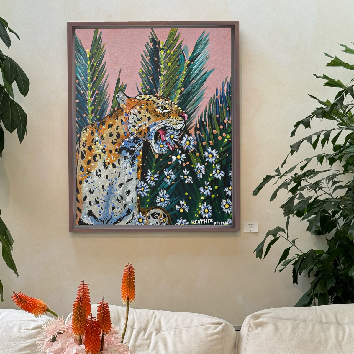 Jaguar Dasiy Framed Fine Art Canvas Print