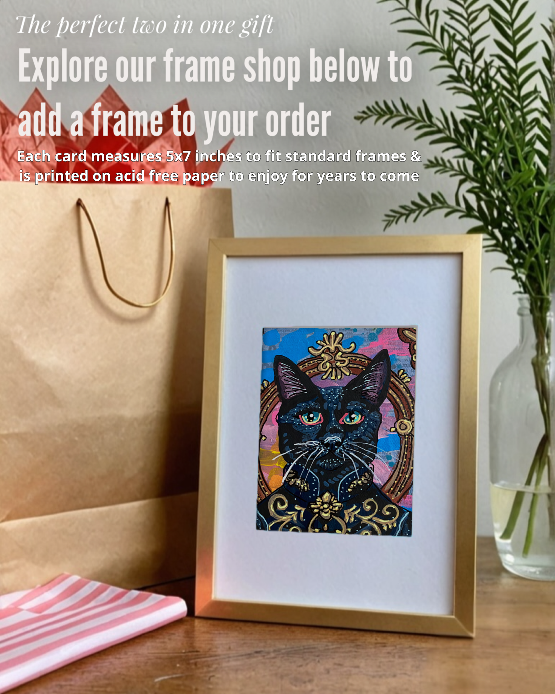 Royal Black Cat - Greeting Card / Fine Art Print