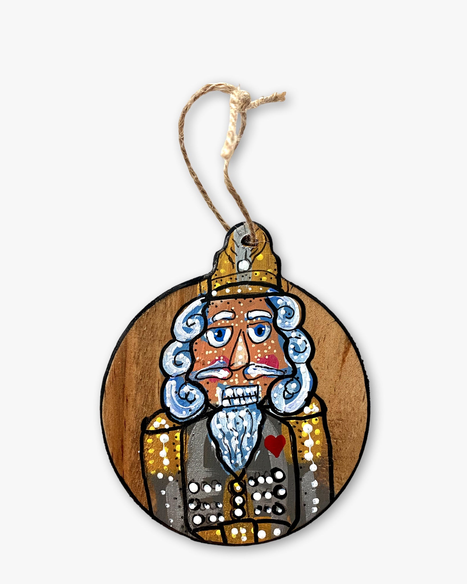 Wood Nutcracker Hand Painted Ornament