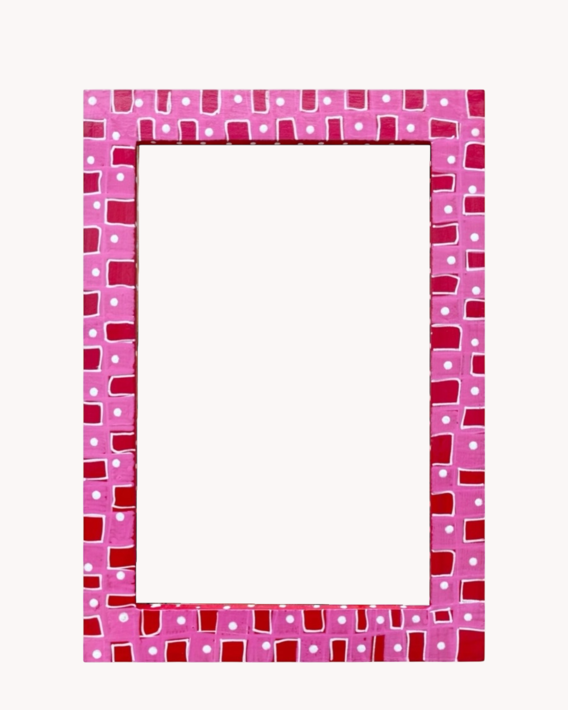Pink Polka Dot Check ( Hand Painted Frame 4x6 inch)