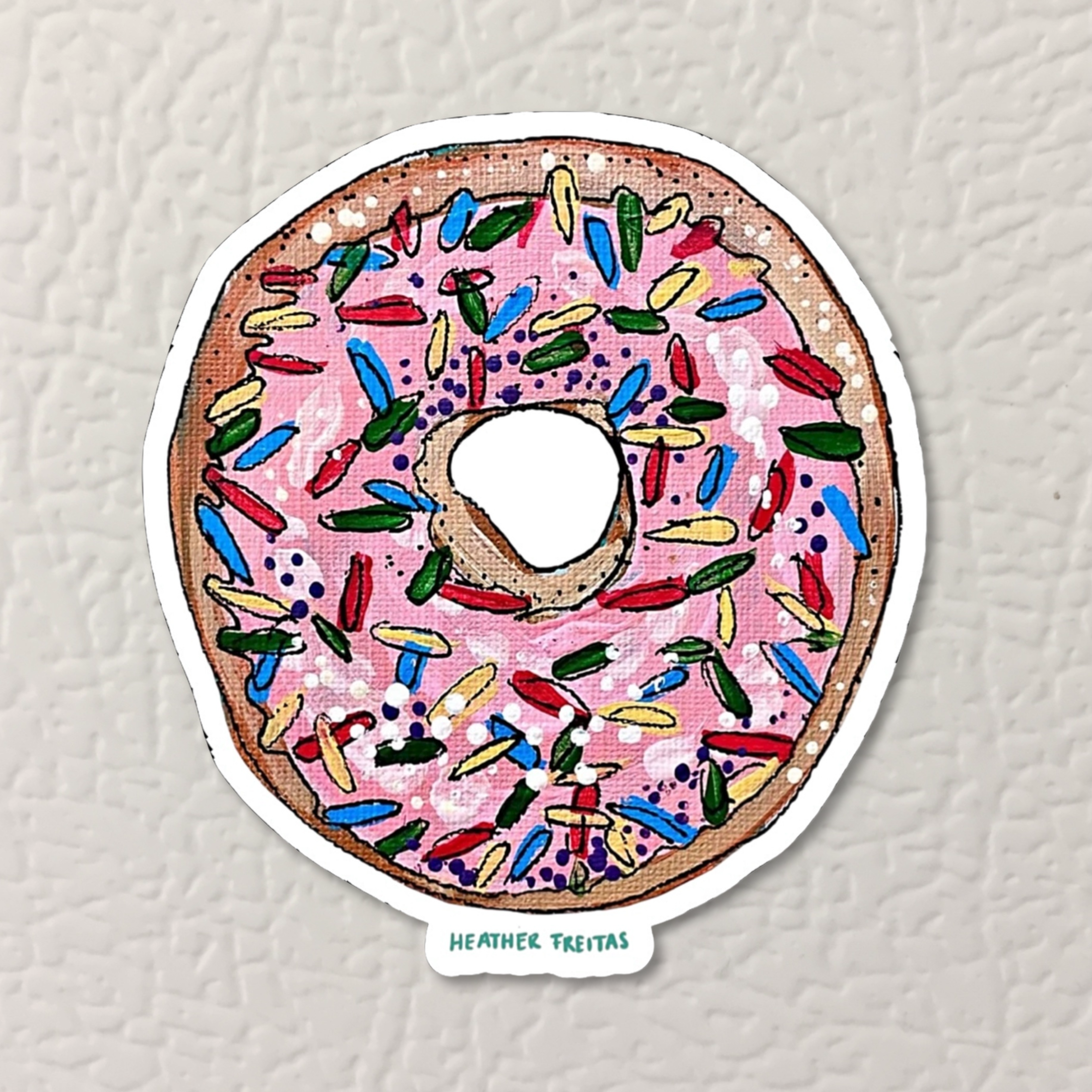 Pink Donut With Sprinkles Magnet ( Die-Cut )