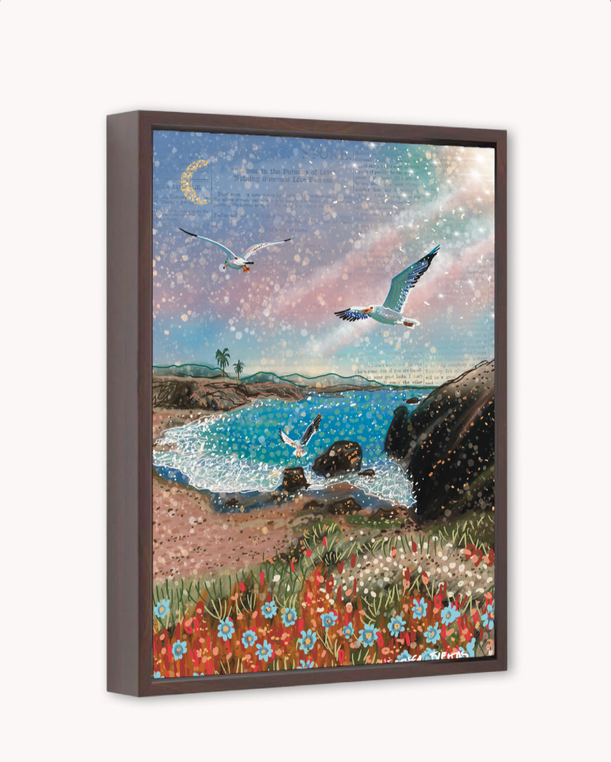 Radiant Shore Framed Canvas Print