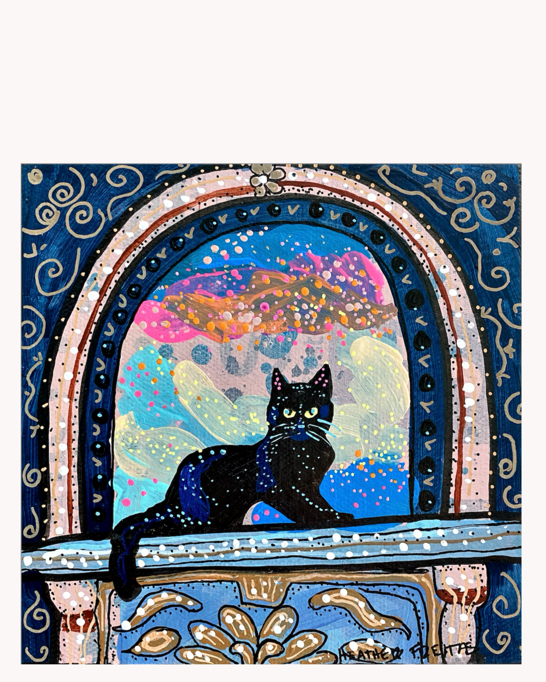 Black Cat In Archway Acrylic Tray