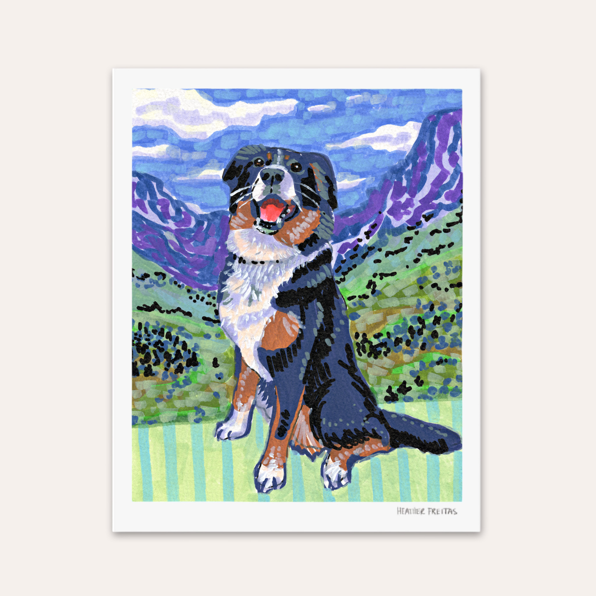 Bernese Mountain Dog Hand Signed Fine Art Print