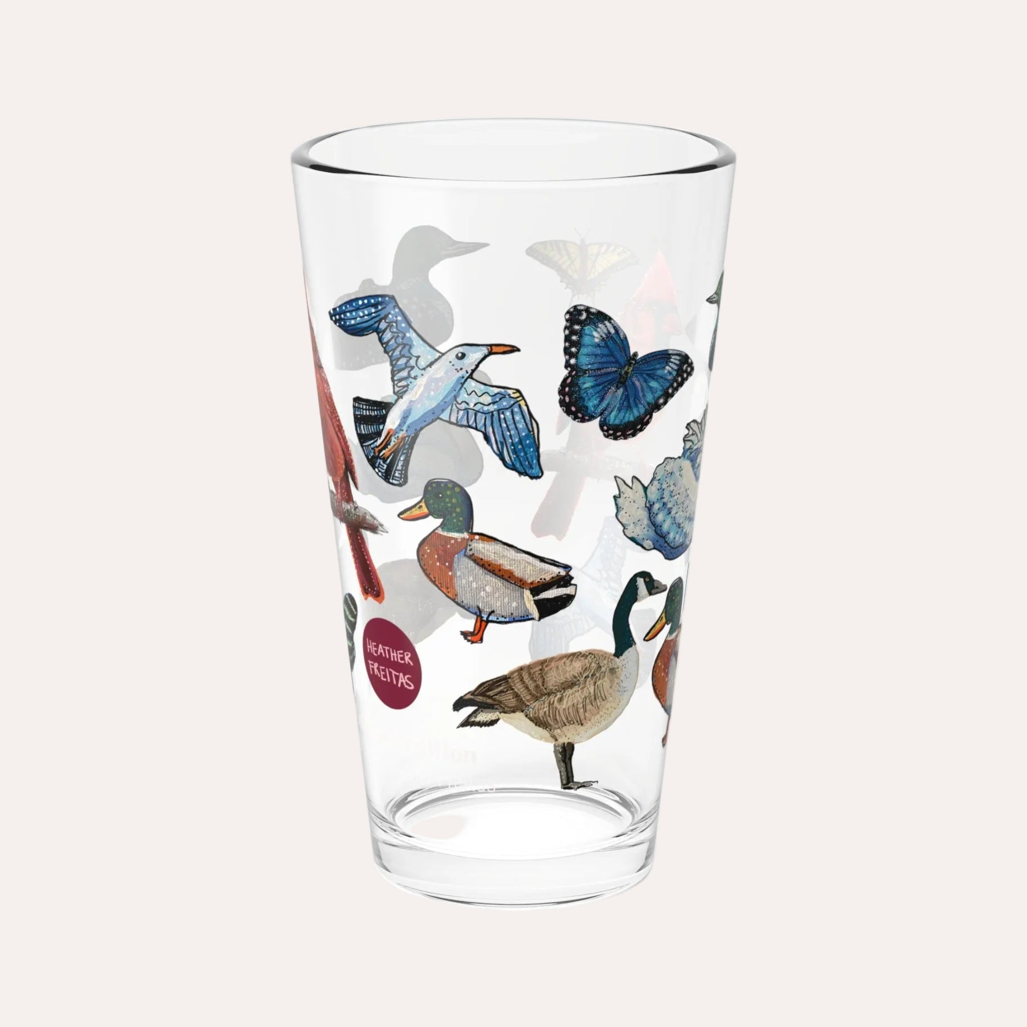Birds & Butterflies 16oz Collectors Glass