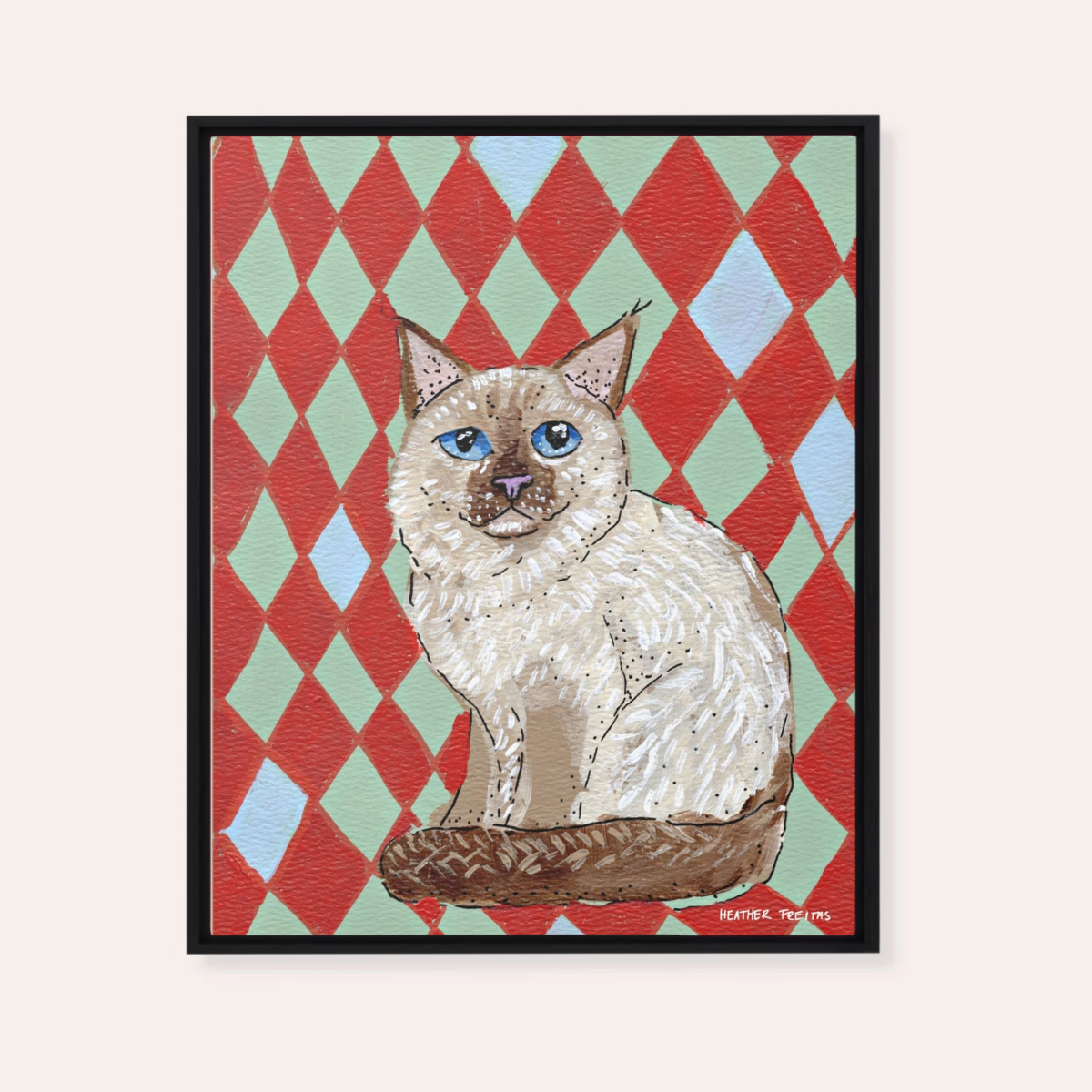 Birman Cat Framed Fine Art Canvas Print