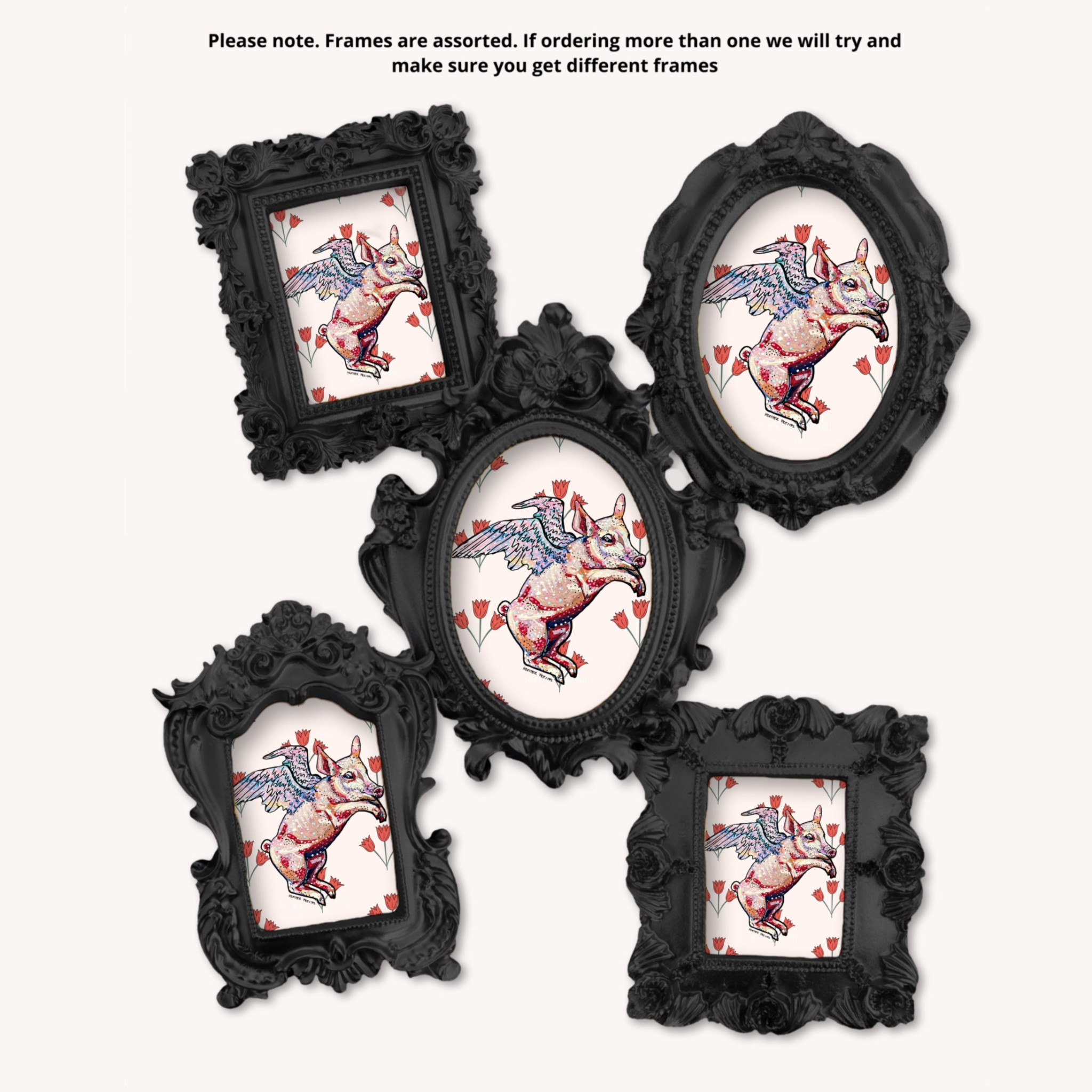 Flying Pig Framed Small Magnet