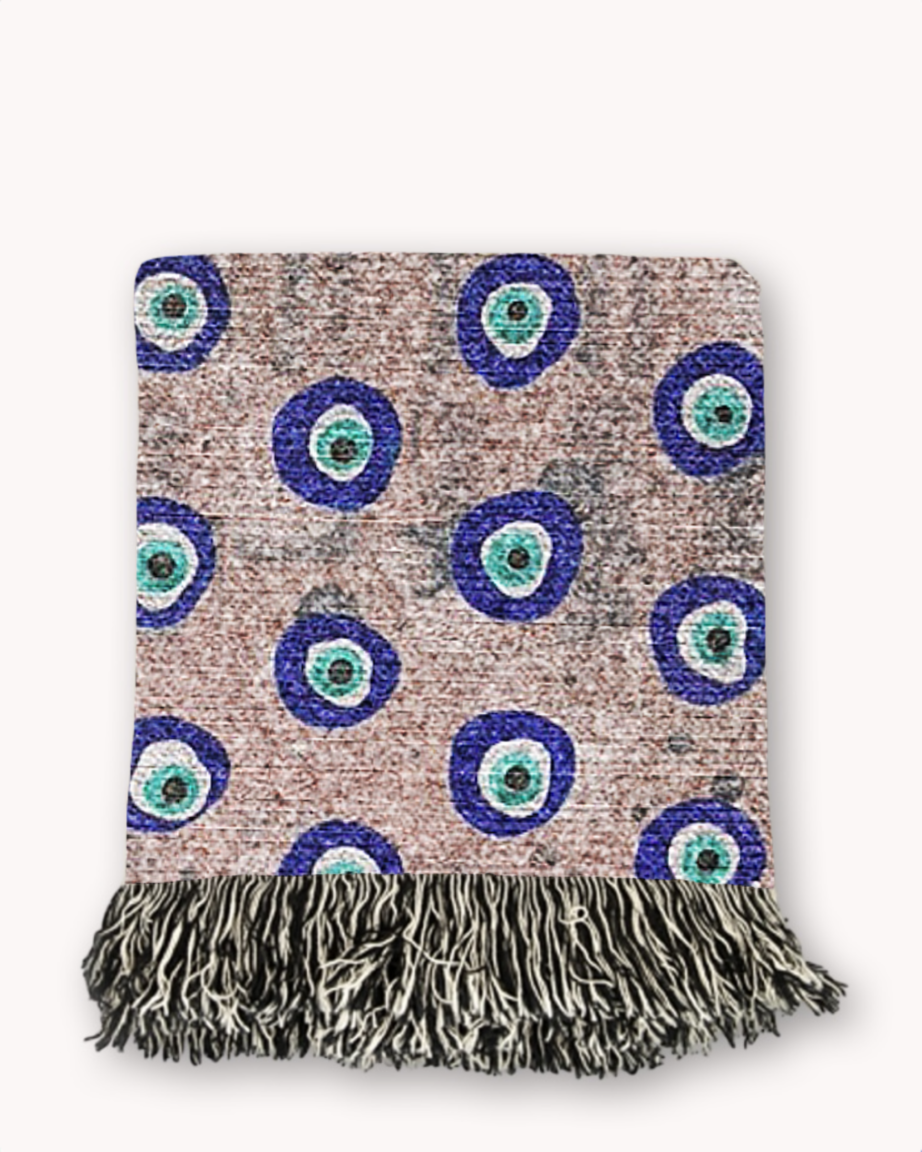 Dusty Pink Evil Eye Woven Blanket