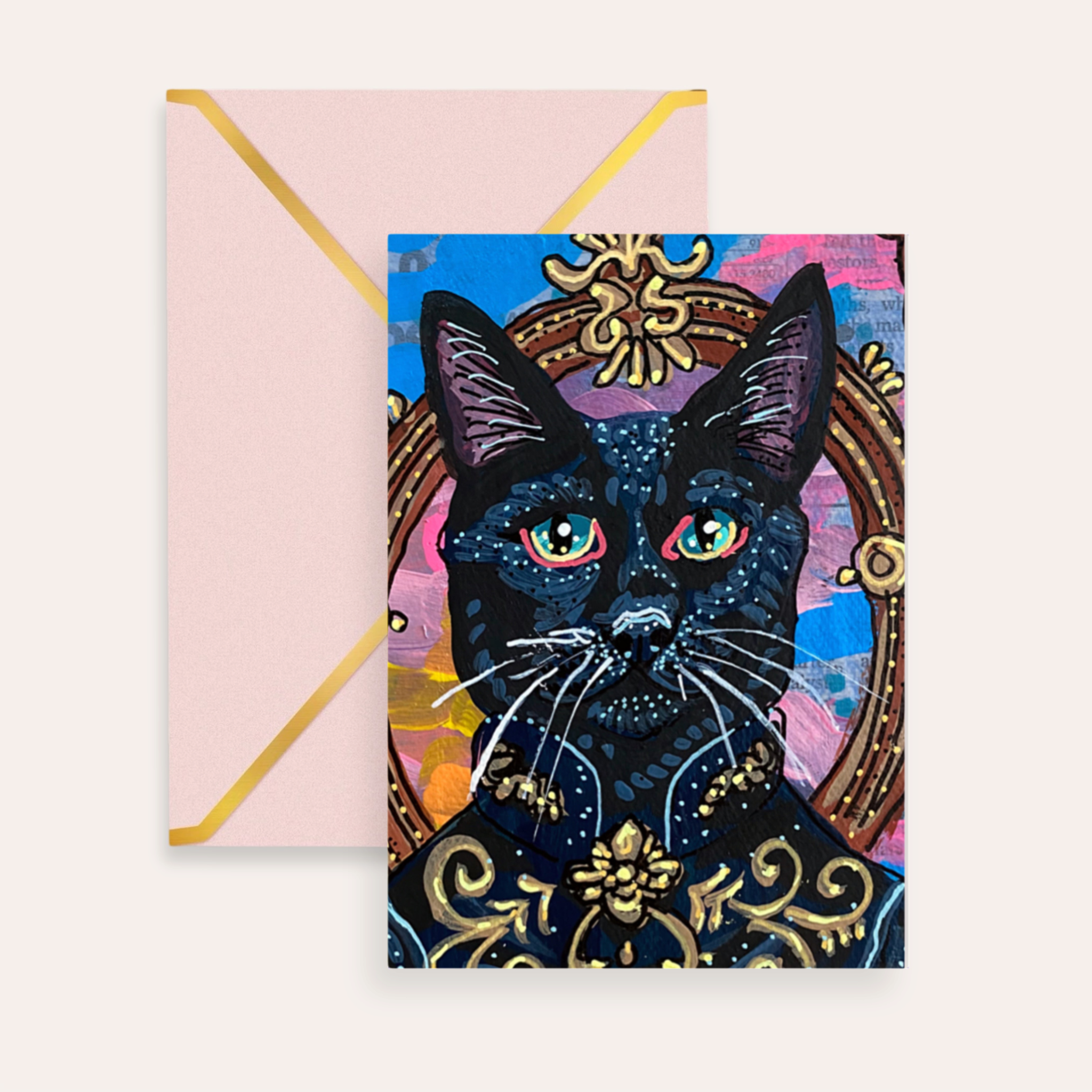 Royal Black Cat Fine Art Greeting Card