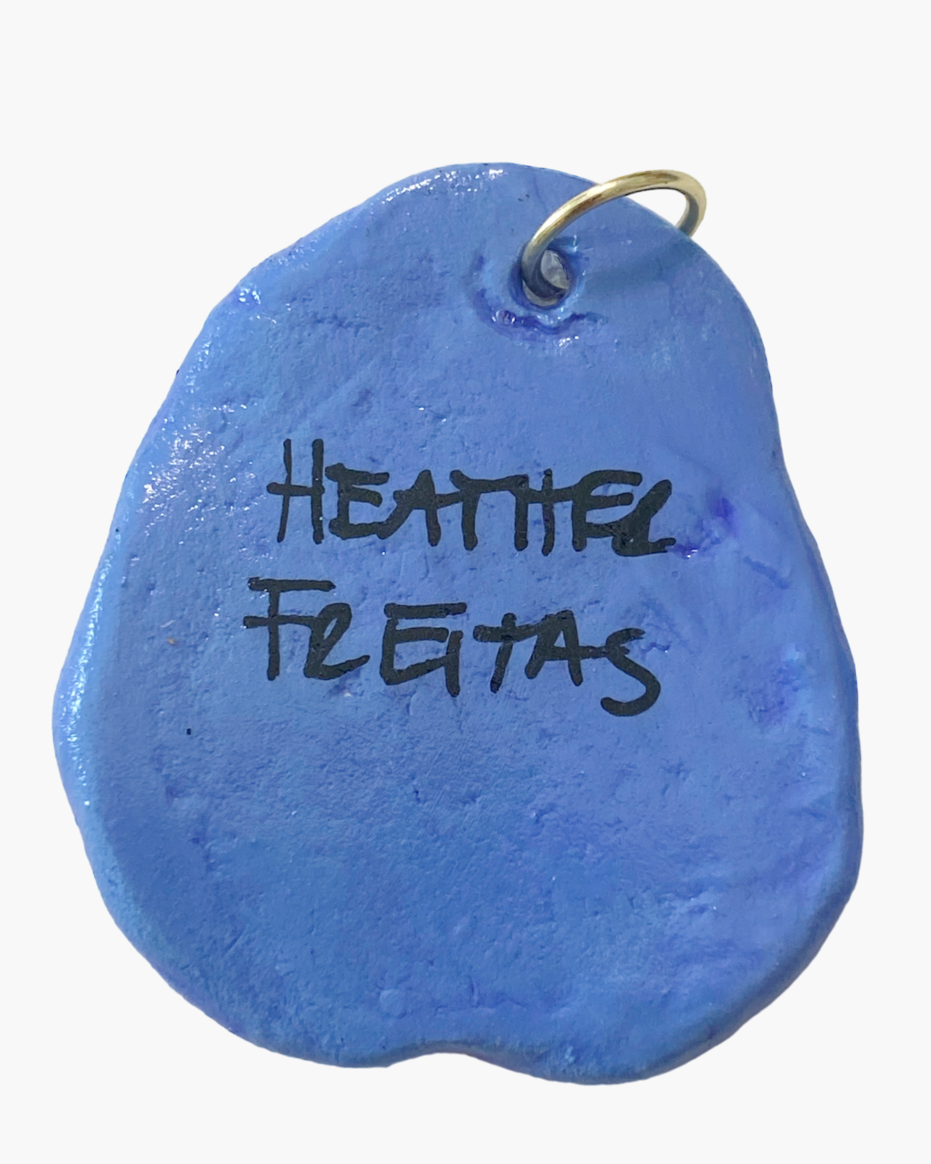 Periwinkle Goldfish Hand Painted Pendant