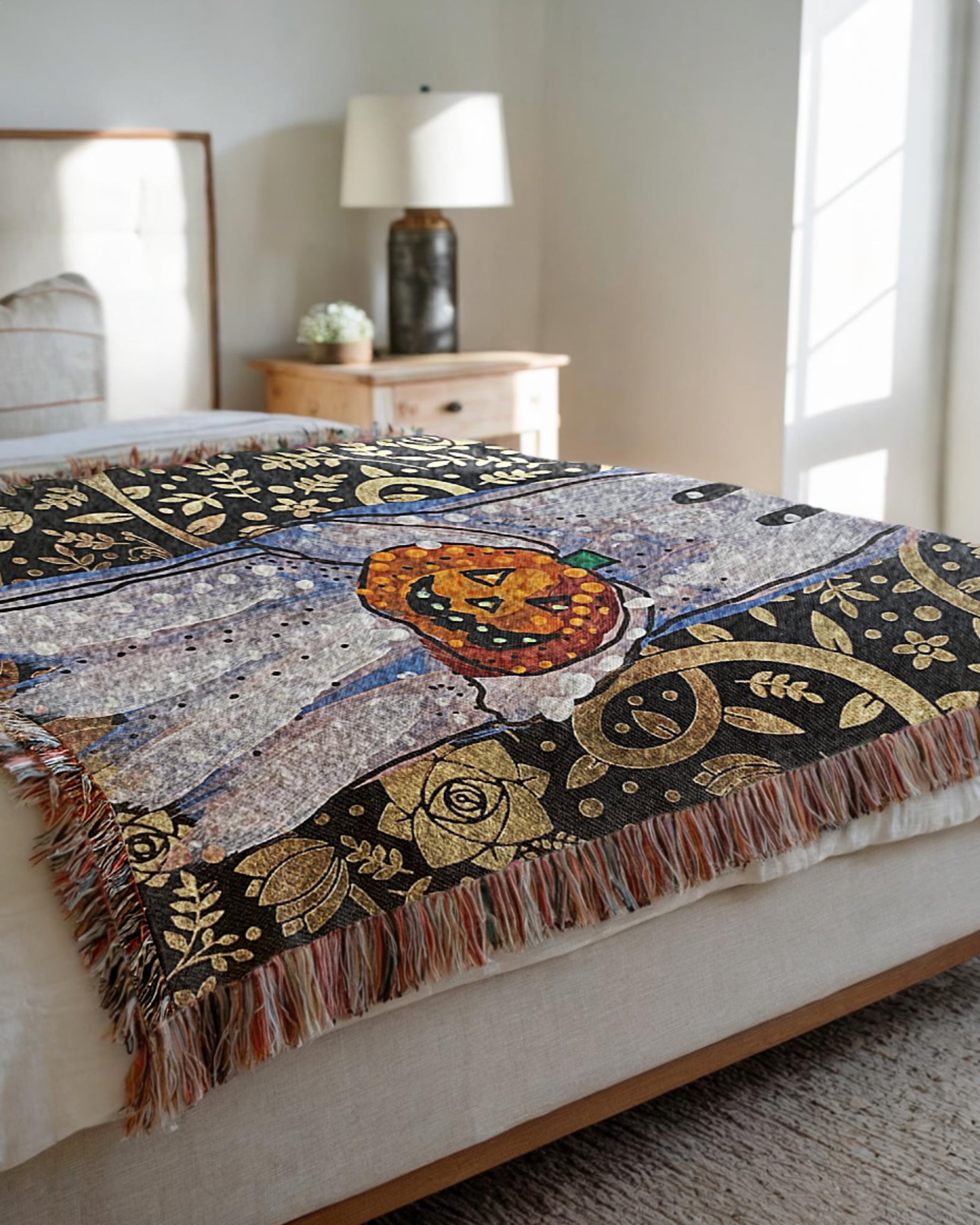 Gold Ghost Woven Blanket Tapestry