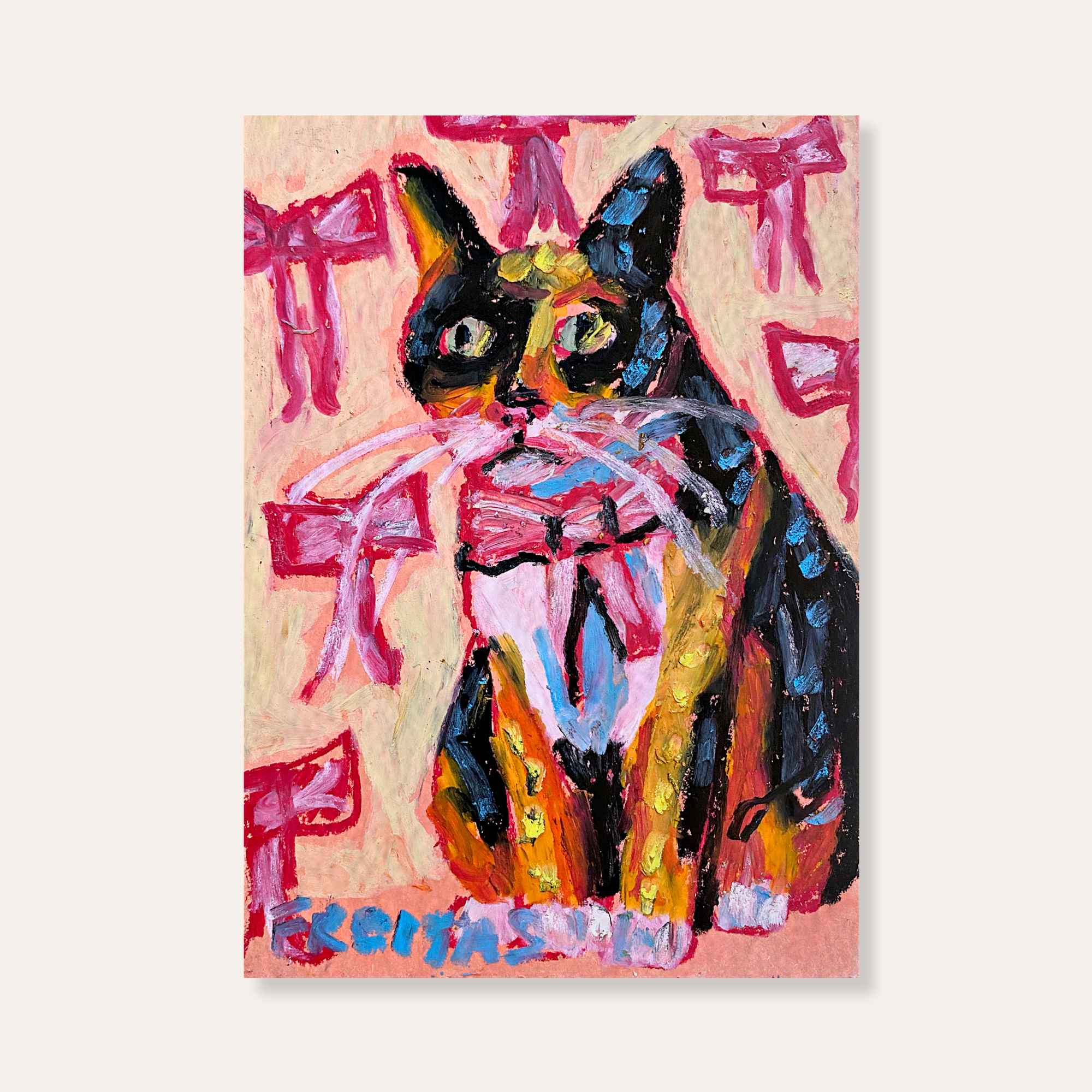 Calico With Bow Mini Fine Art Print
