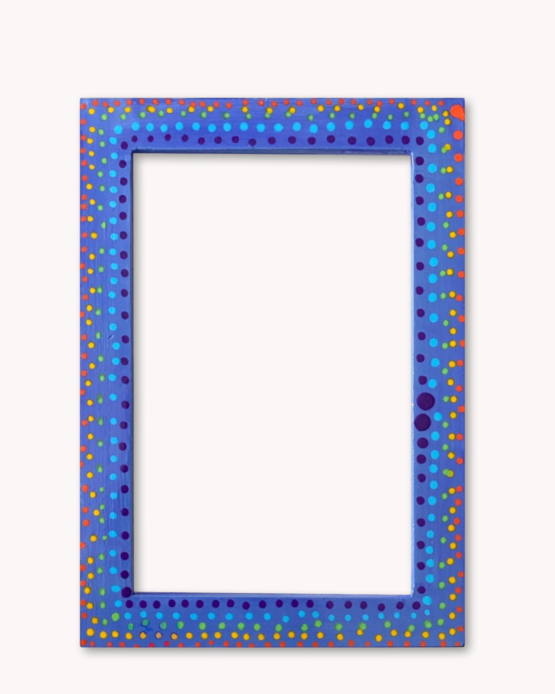 Blue Party Polka Dot ( lHand Painted Frame 4x6 inch )