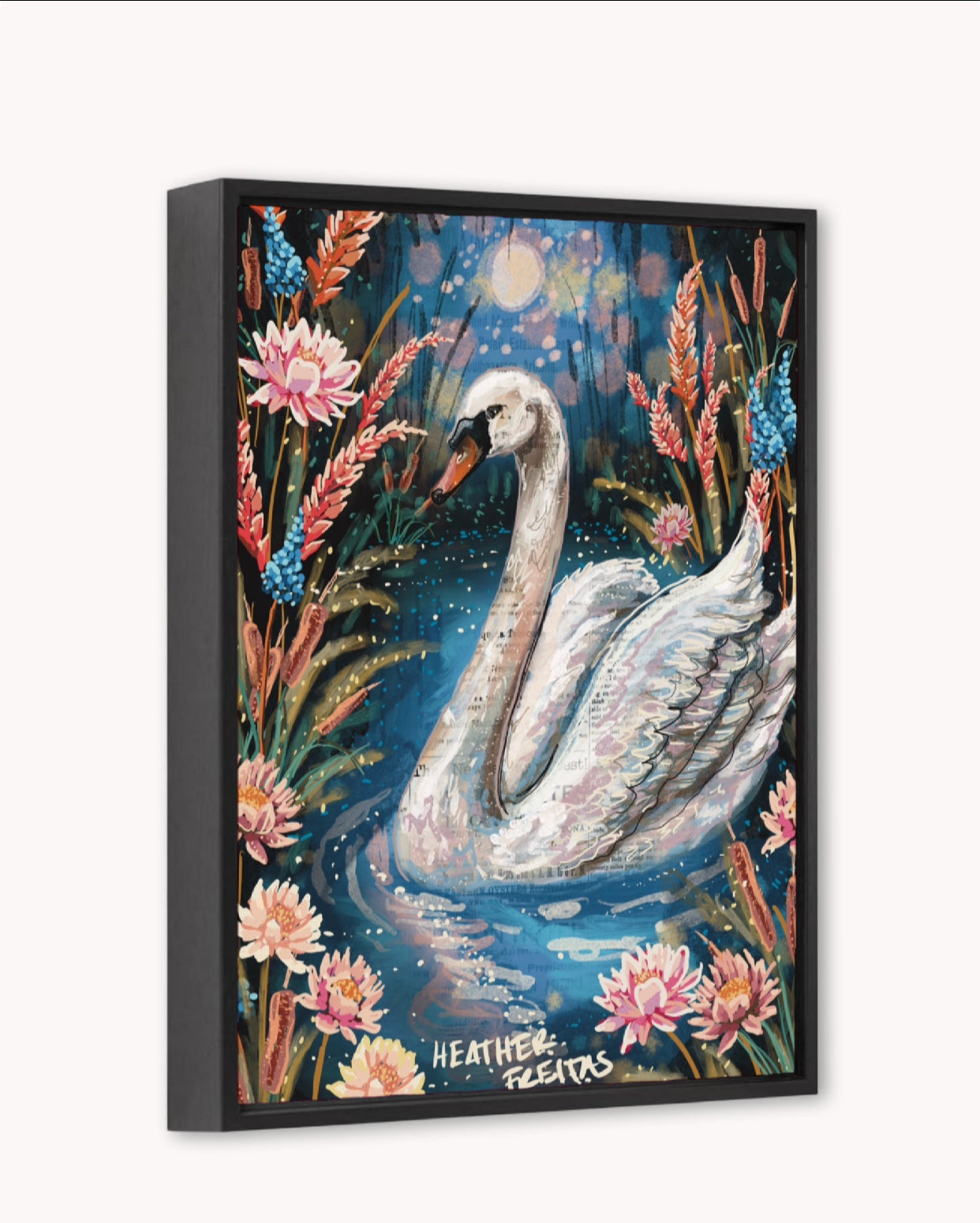 Serenity Swan Framed Canvas Print