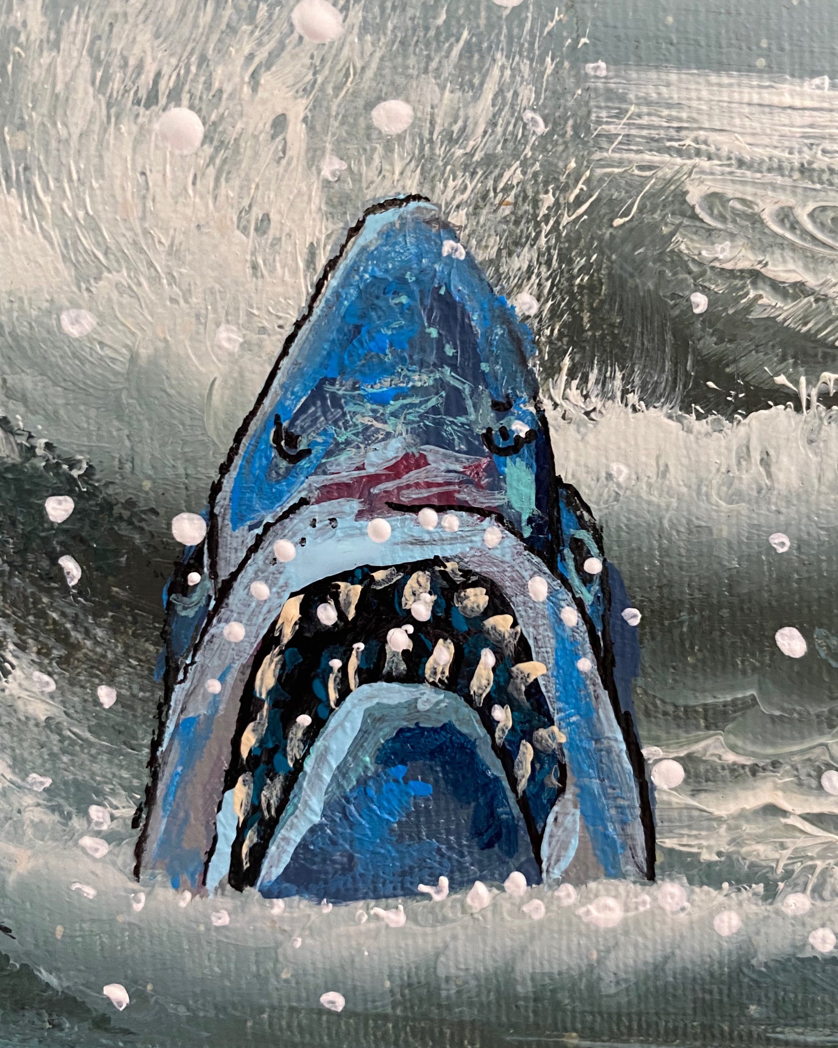 Great White Tides ( Original Painting - Painted Thrifted Painting )