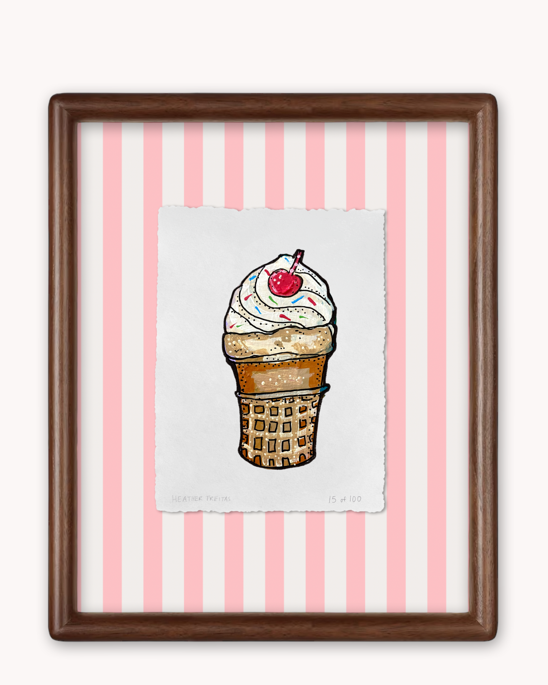 Vanilla Ice cream Cone Limited Edition Framed Print