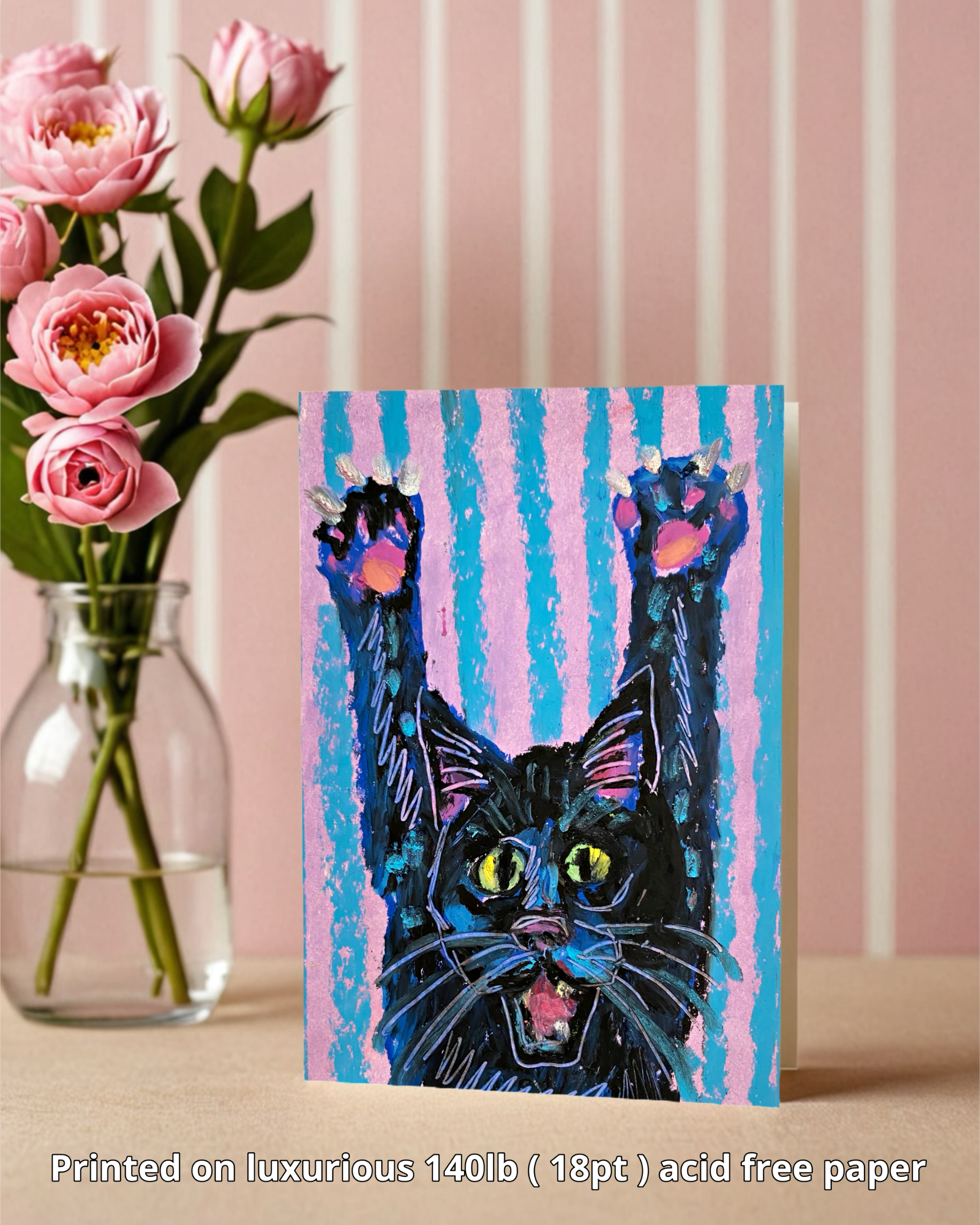 Black Cat Scratch - Greeting Card / Fine Art Print