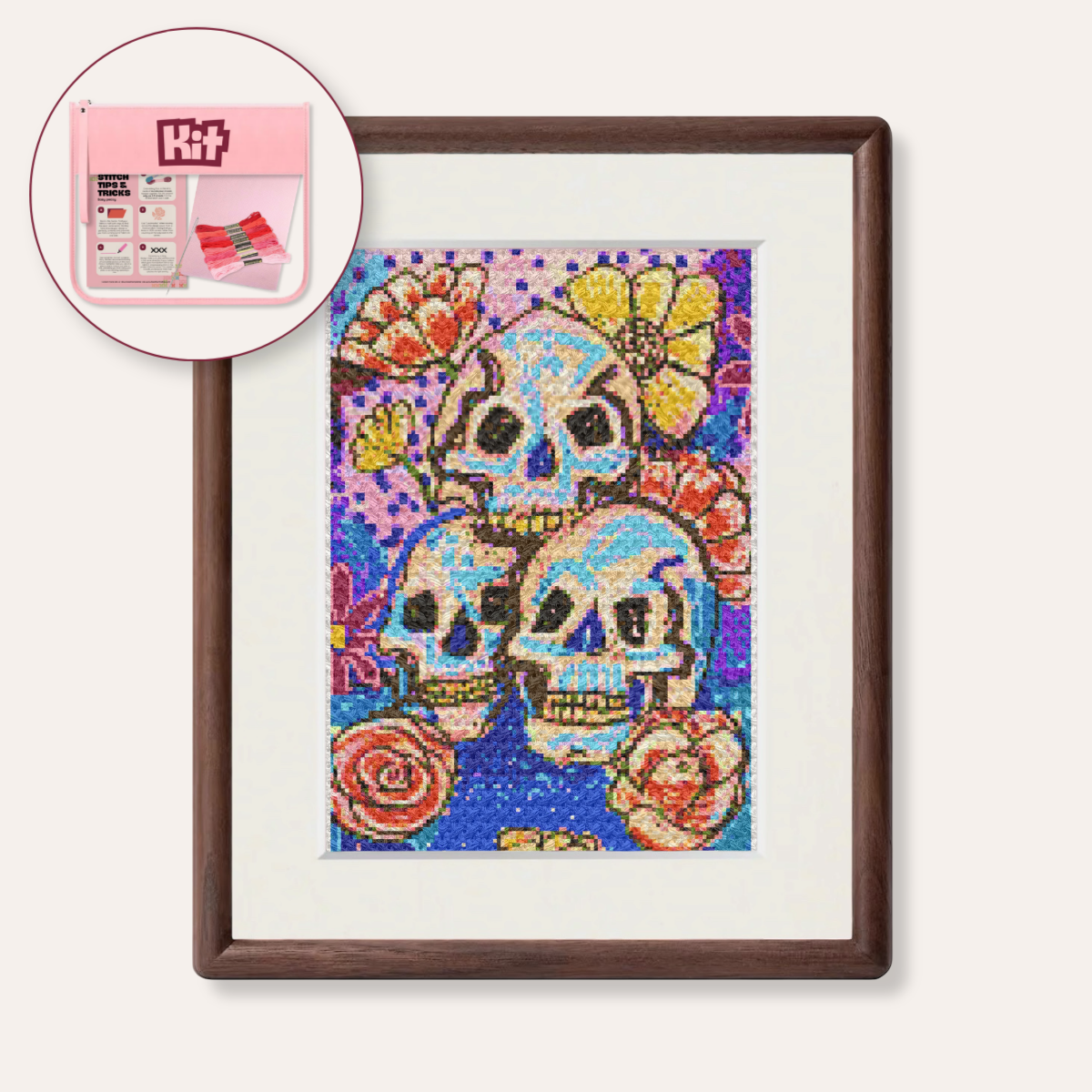 Three Skulls Counted Cross Stitch Kit
