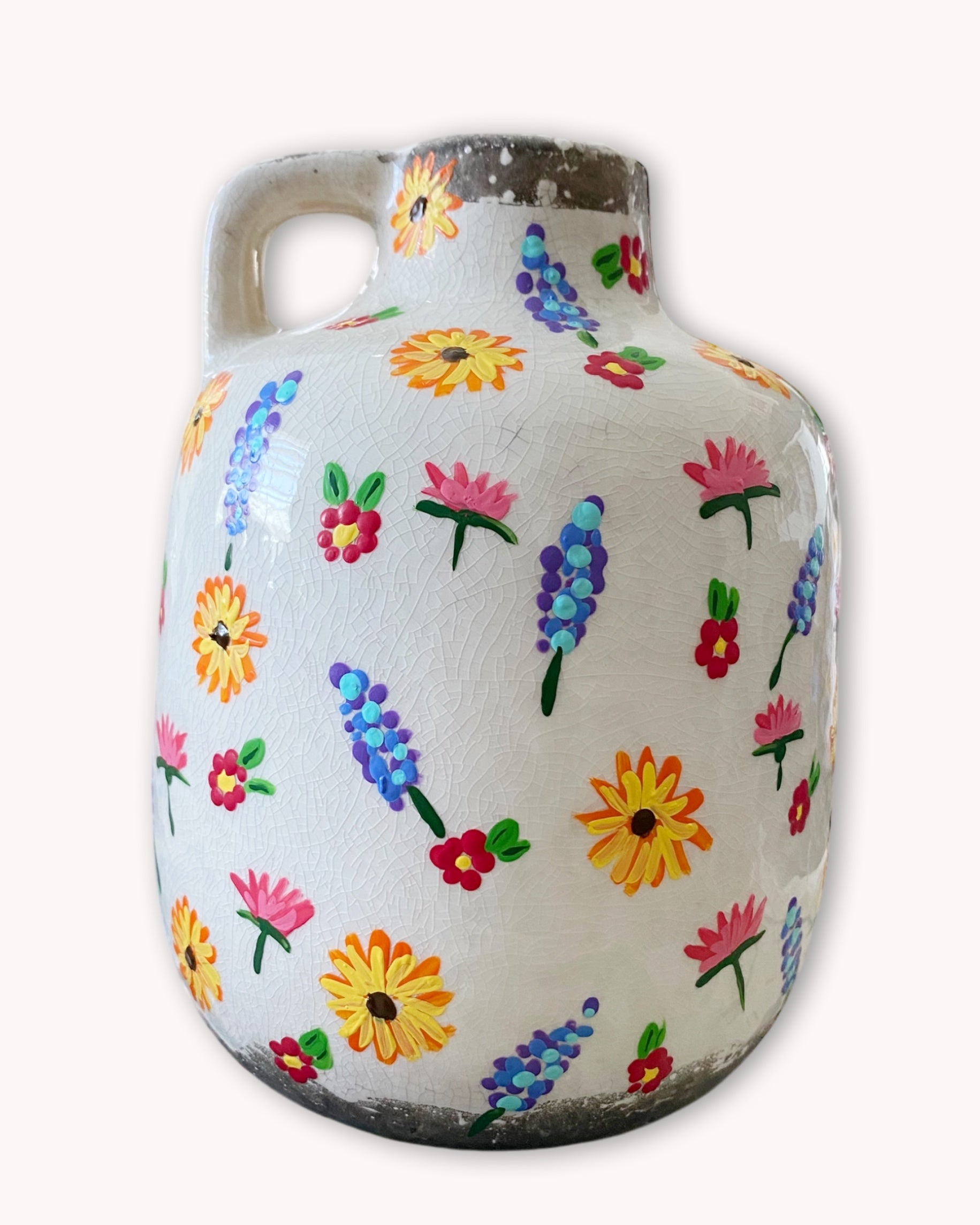 Field Of Flowers Lilac Hand Painted Dry Vase