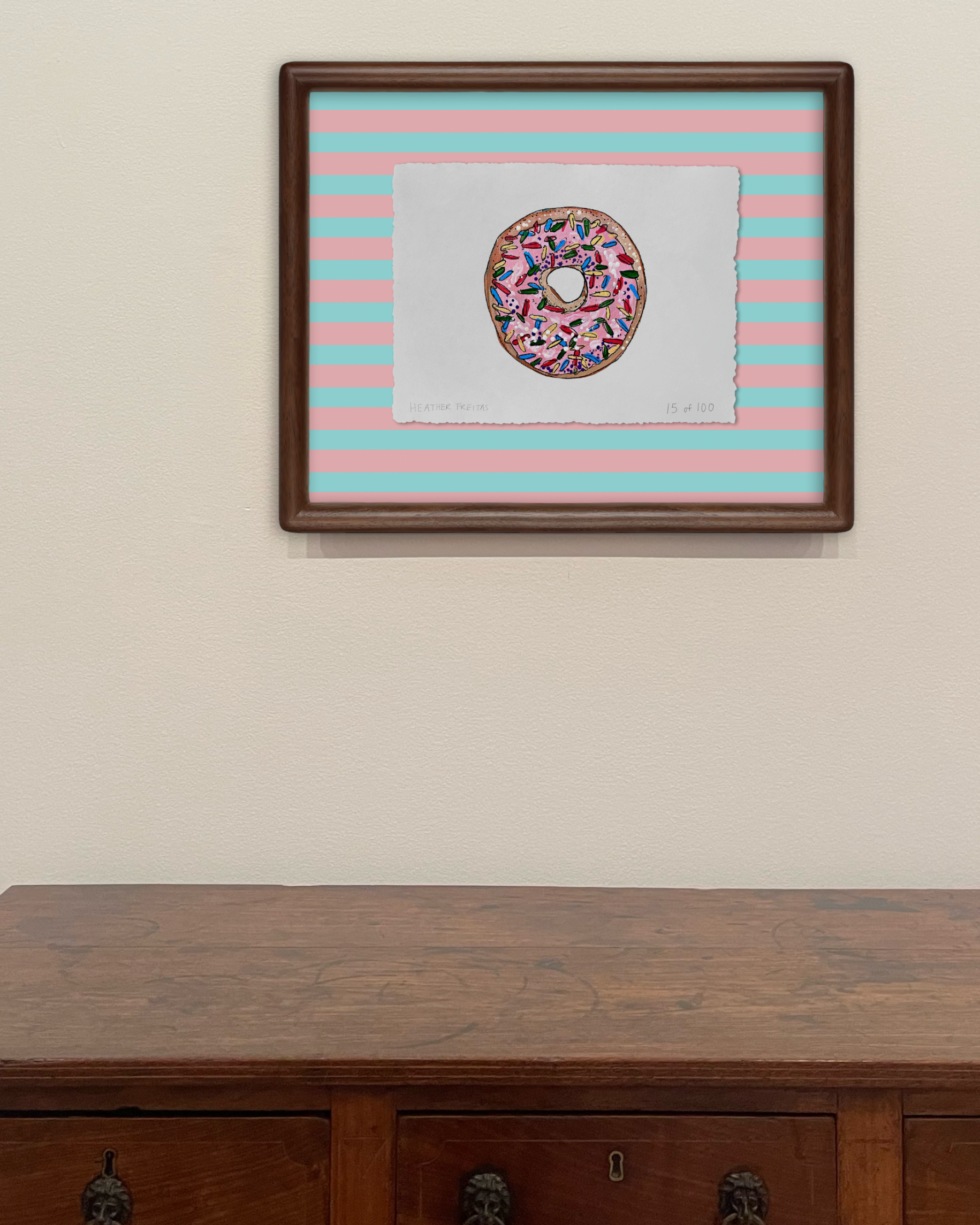 Pink Sprinkle Donut Limited Edition Framed Print