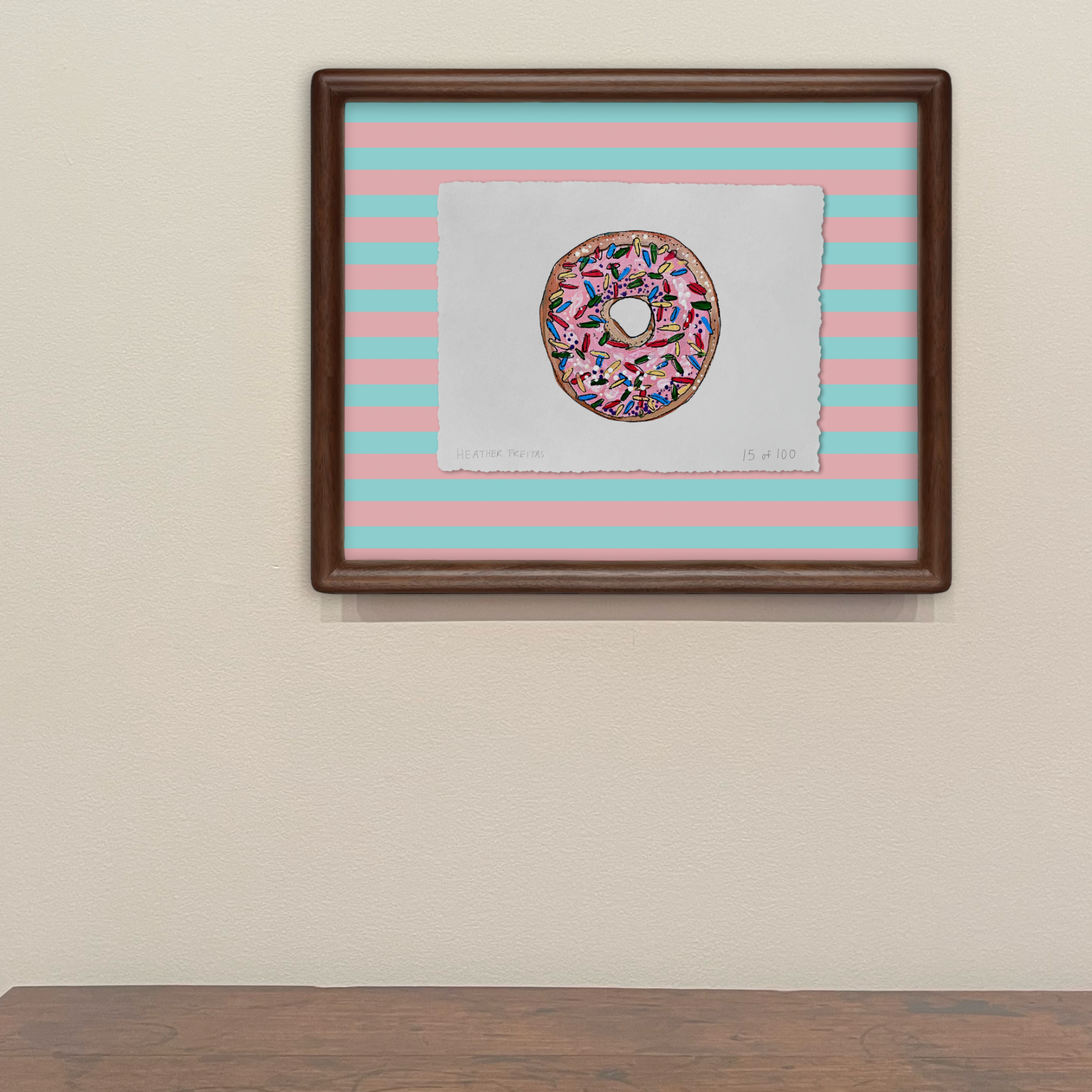 Pink Sprinkle Donut Limited Edition Framed Print