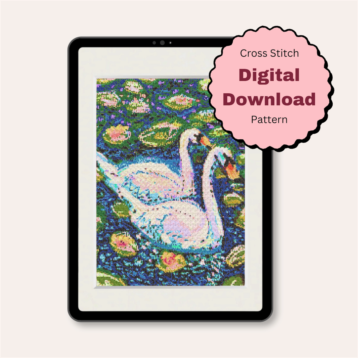 Two Swans Counted Cross Stitch Pattern ( Digital Download )