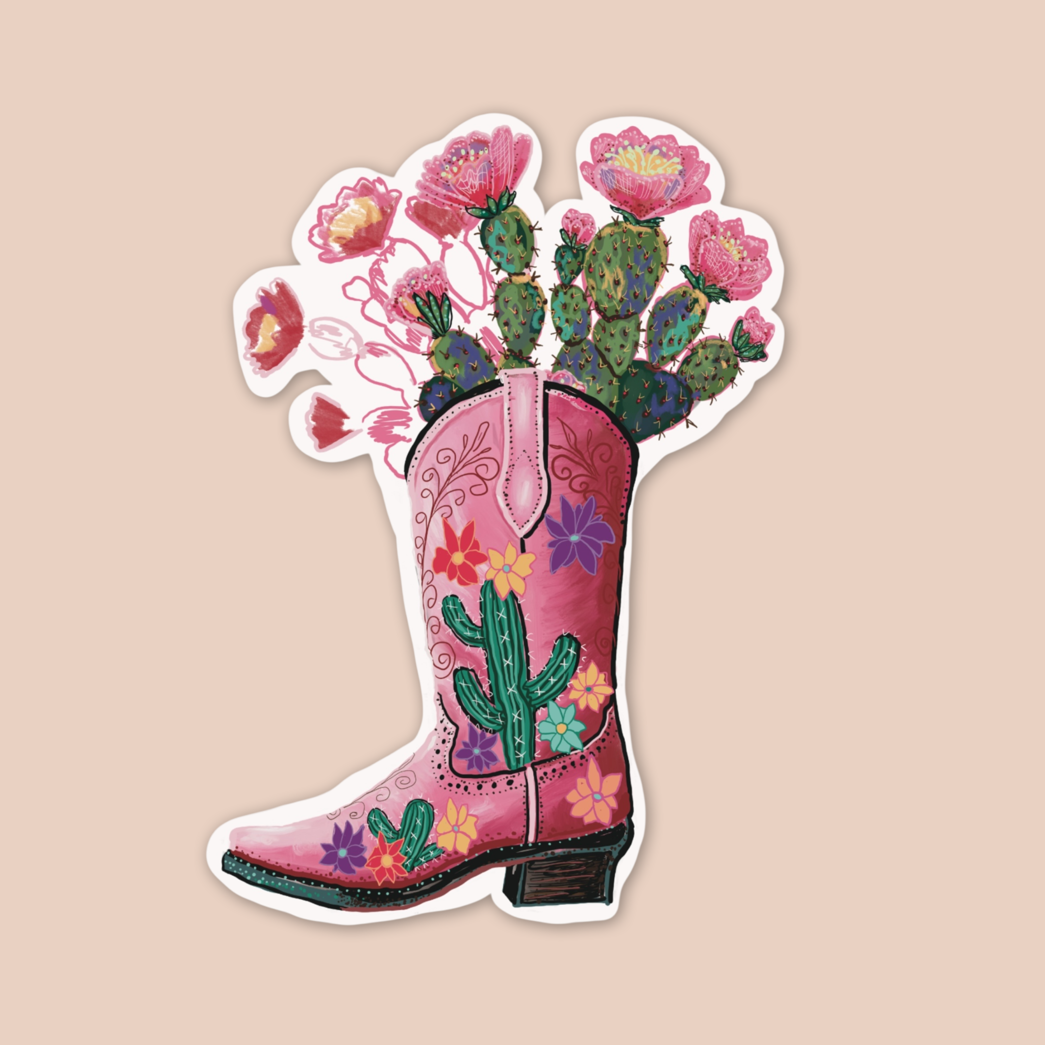 Cactus Boot Sticker