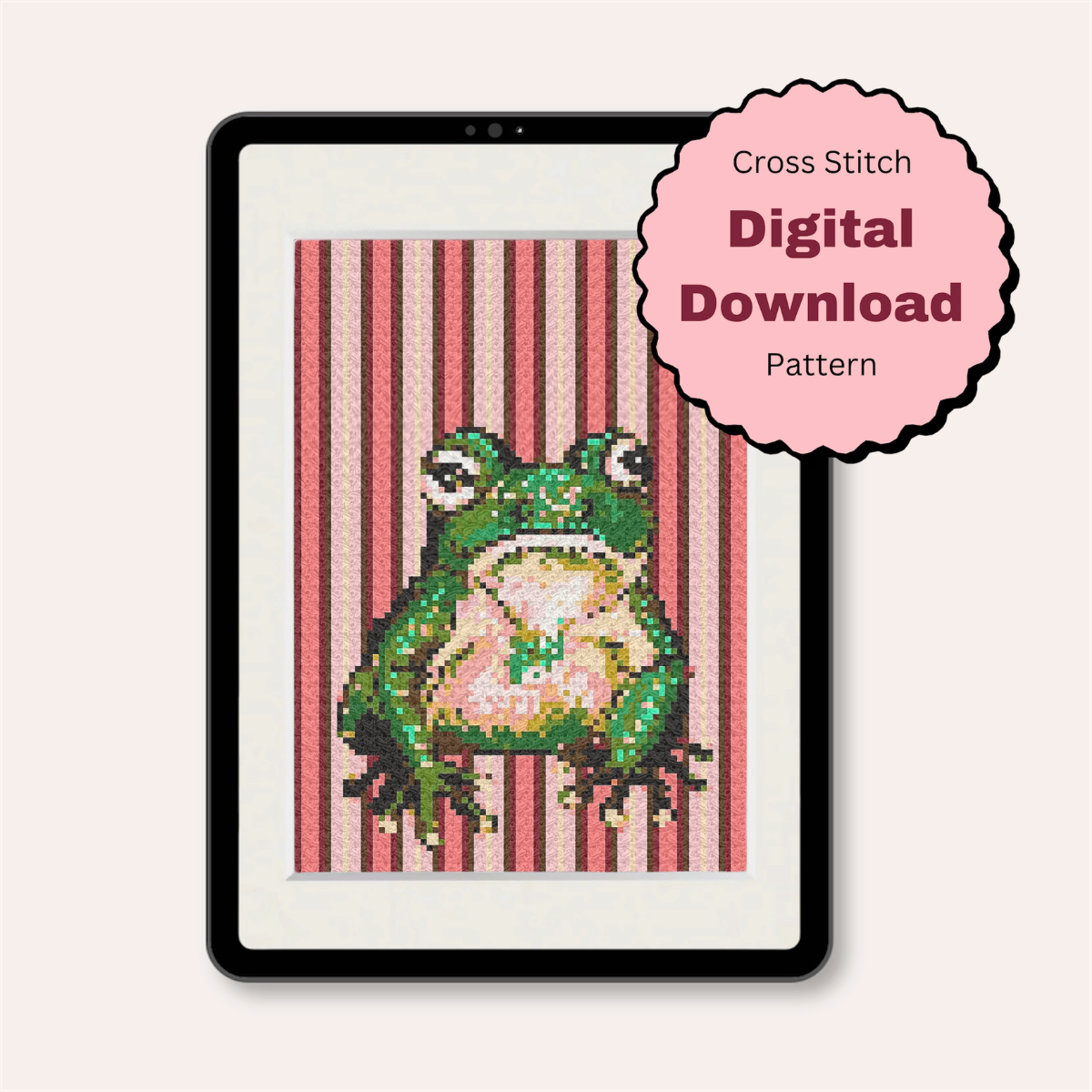 Frog Counted Cross Stitch Pattern ( Digital Download )