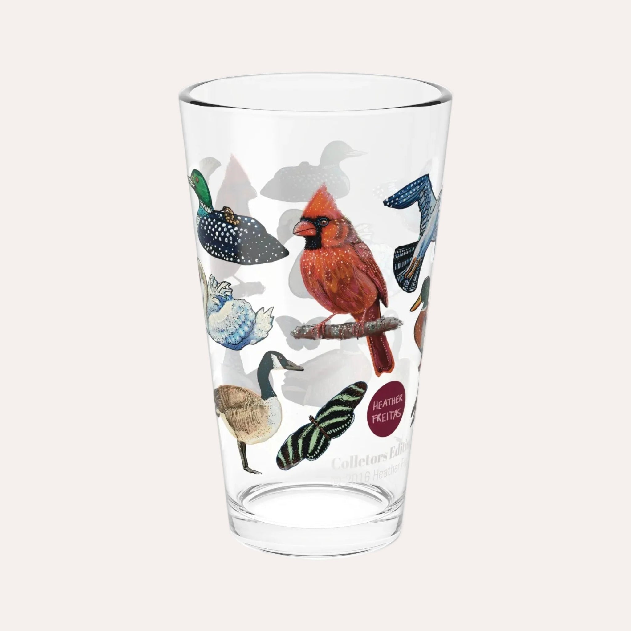 Birds & Butterflies 16oz Collectors Glass