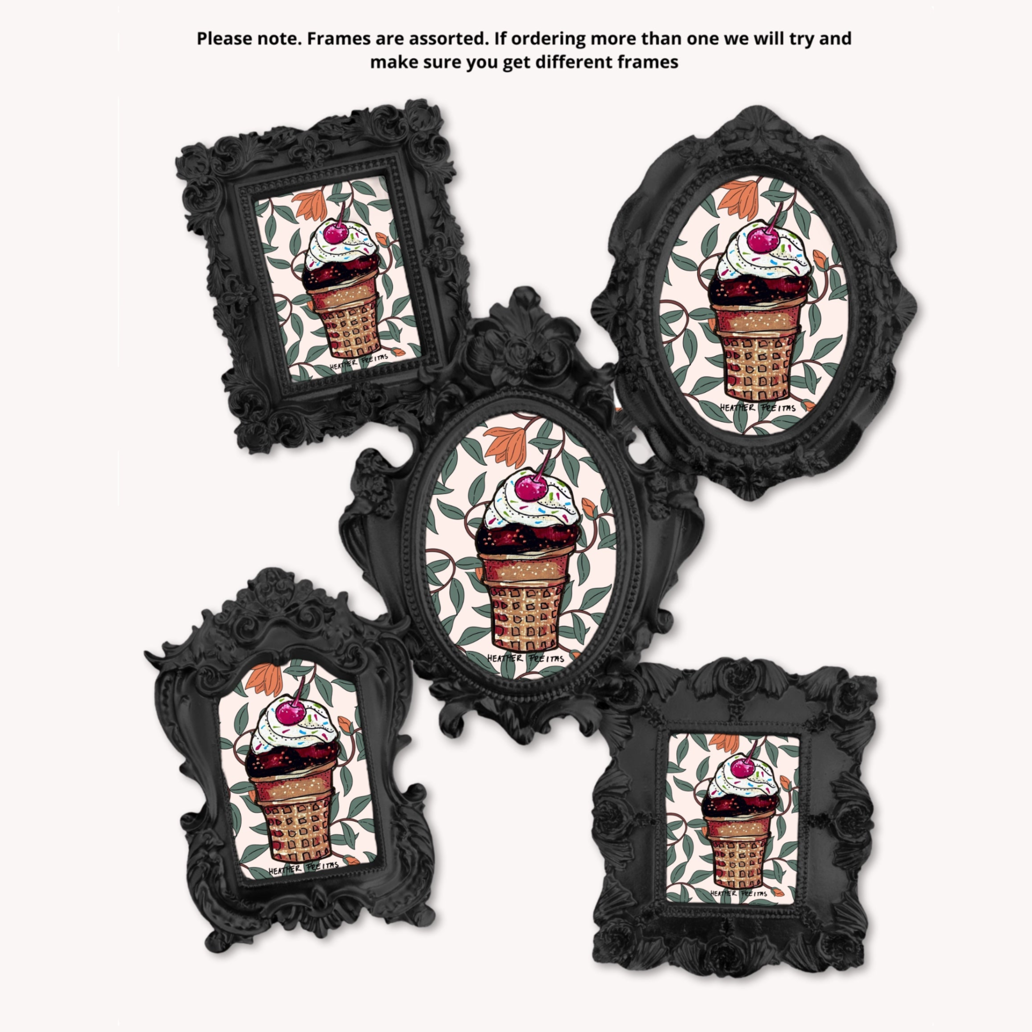 Chocolate Cream Cone Framed Small Magnet