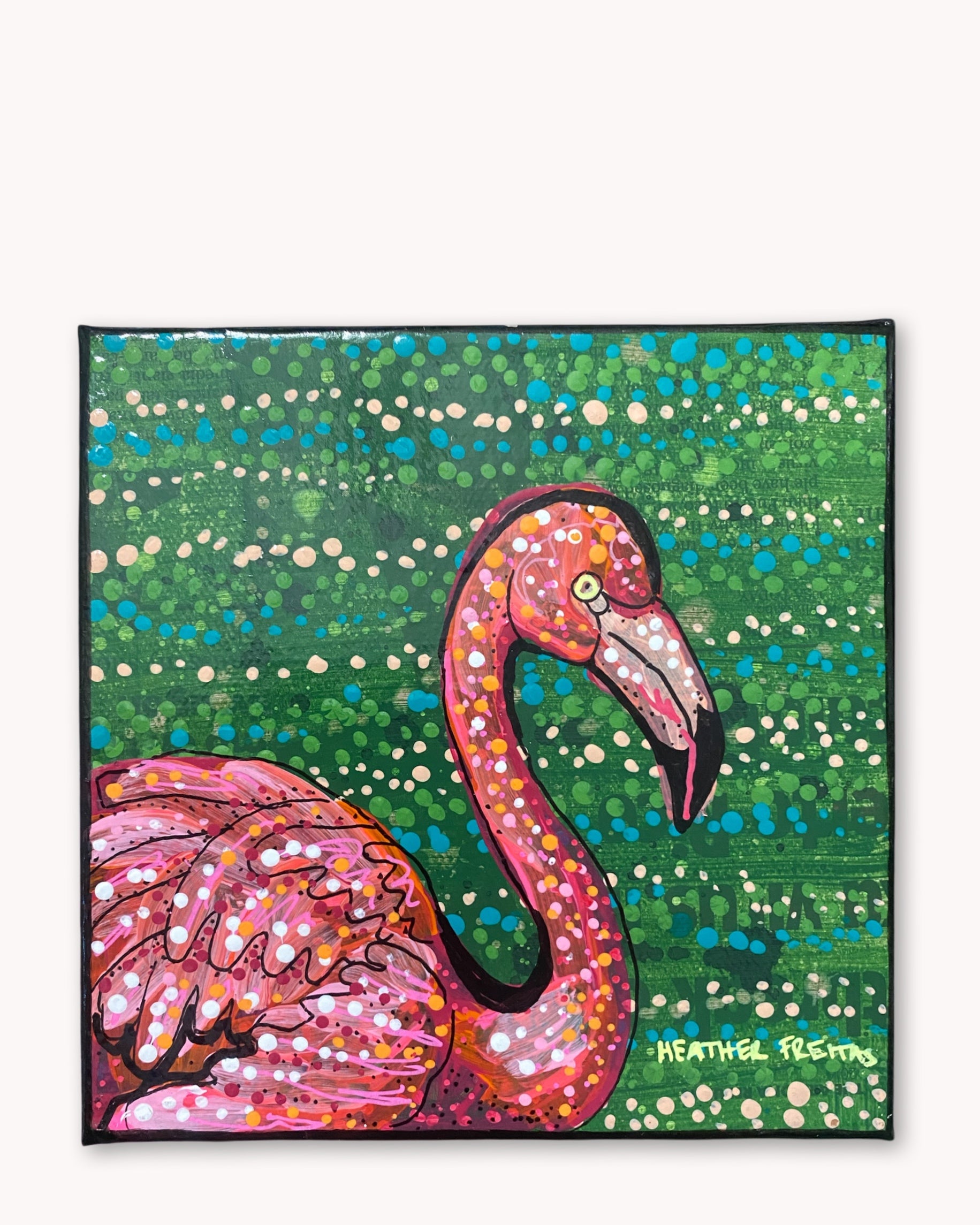 Grass cloth Flamingo