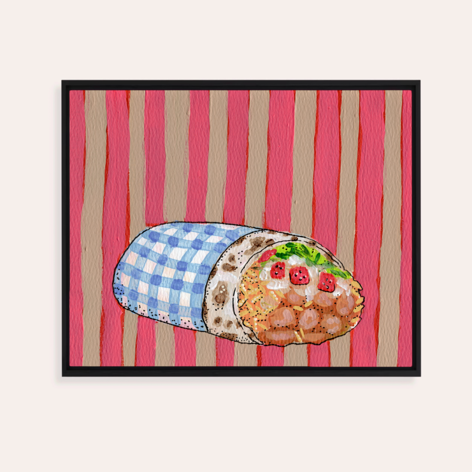 Gingham Burrito Framed Fine Art Canvas Print