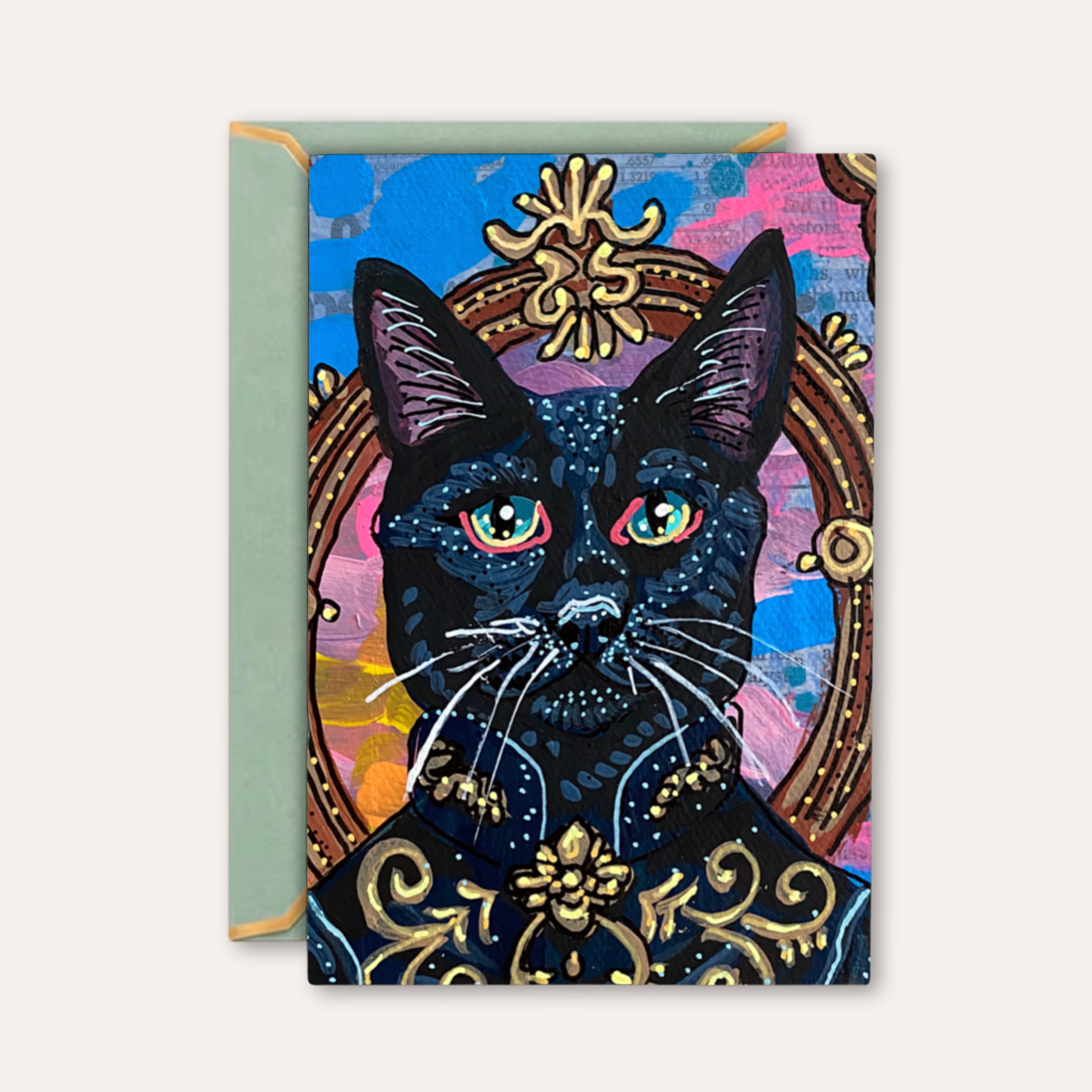 Royal Black Cat - Greeting Card / Fine Art Print